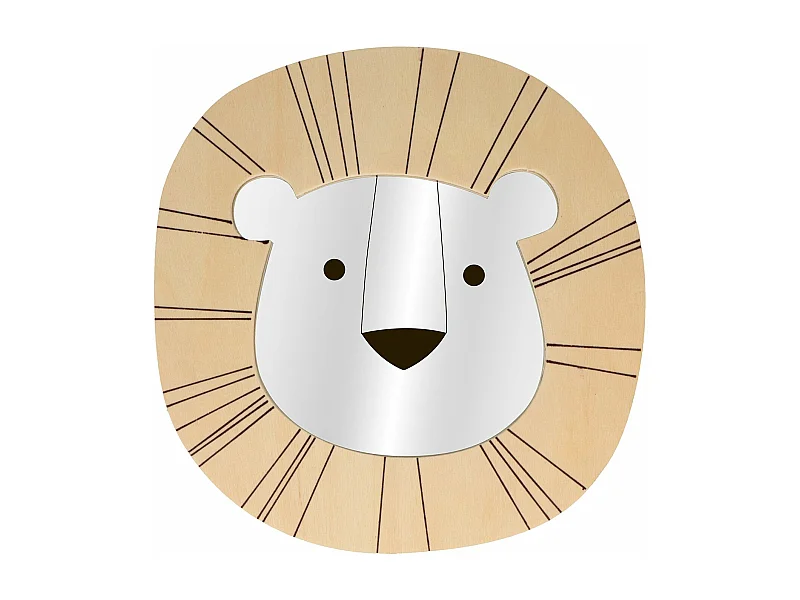 Miroir tête de lion en bois