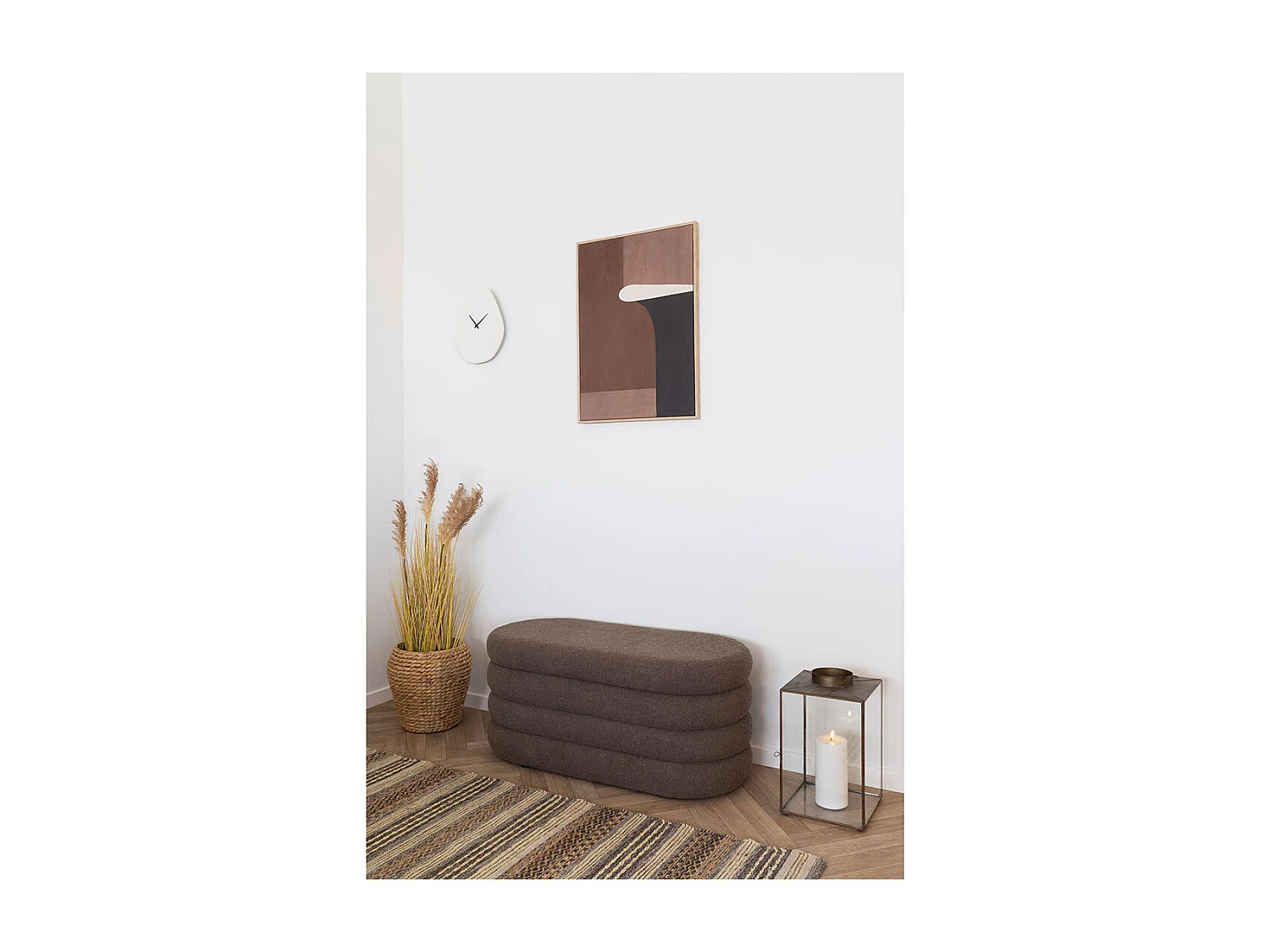 Reloj de pared orgánico de Viena, cemento blanquecino, 28 x 33 cm