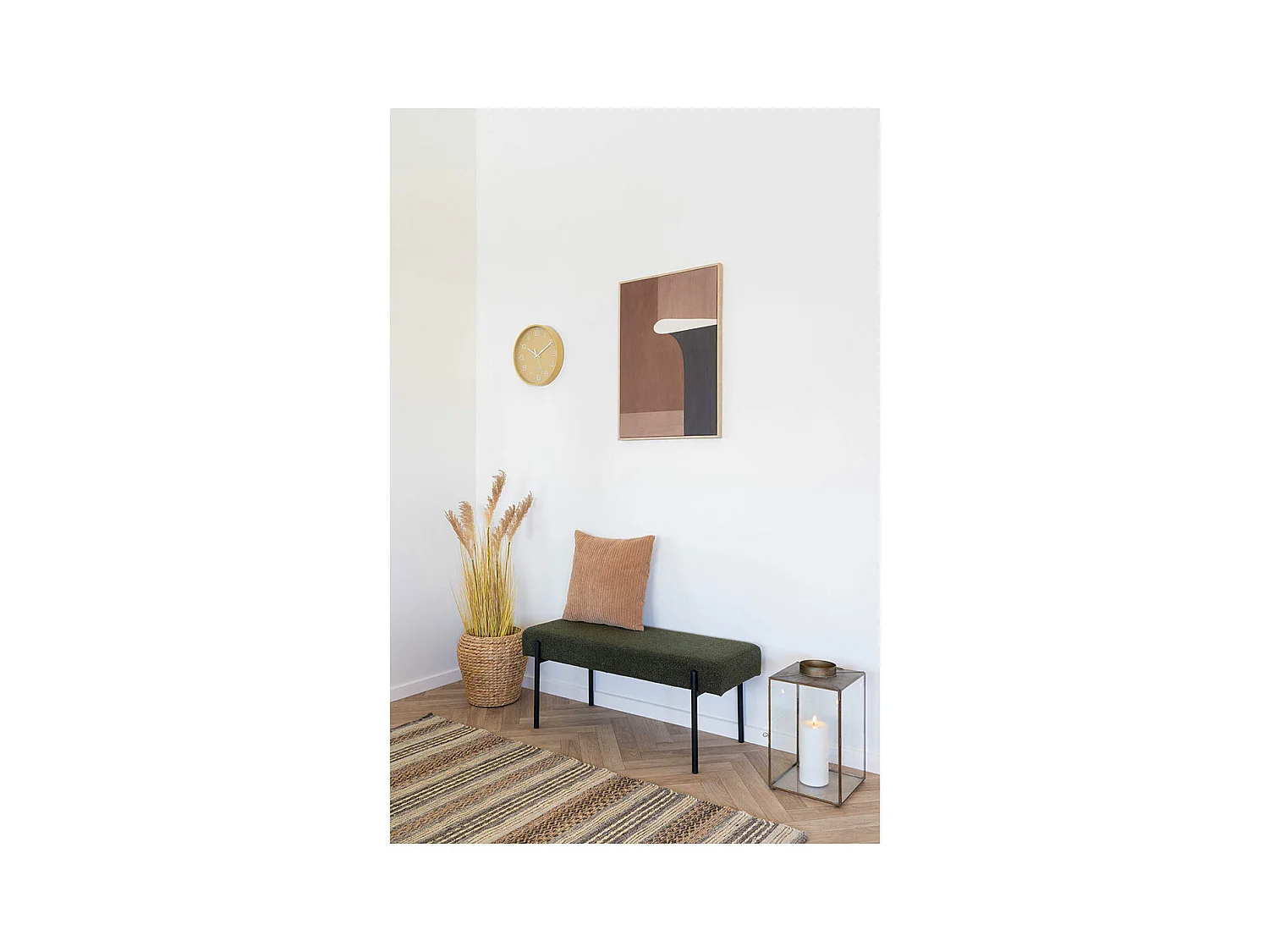 Rosolini Wandklok geruisloos Ø30cm okker.