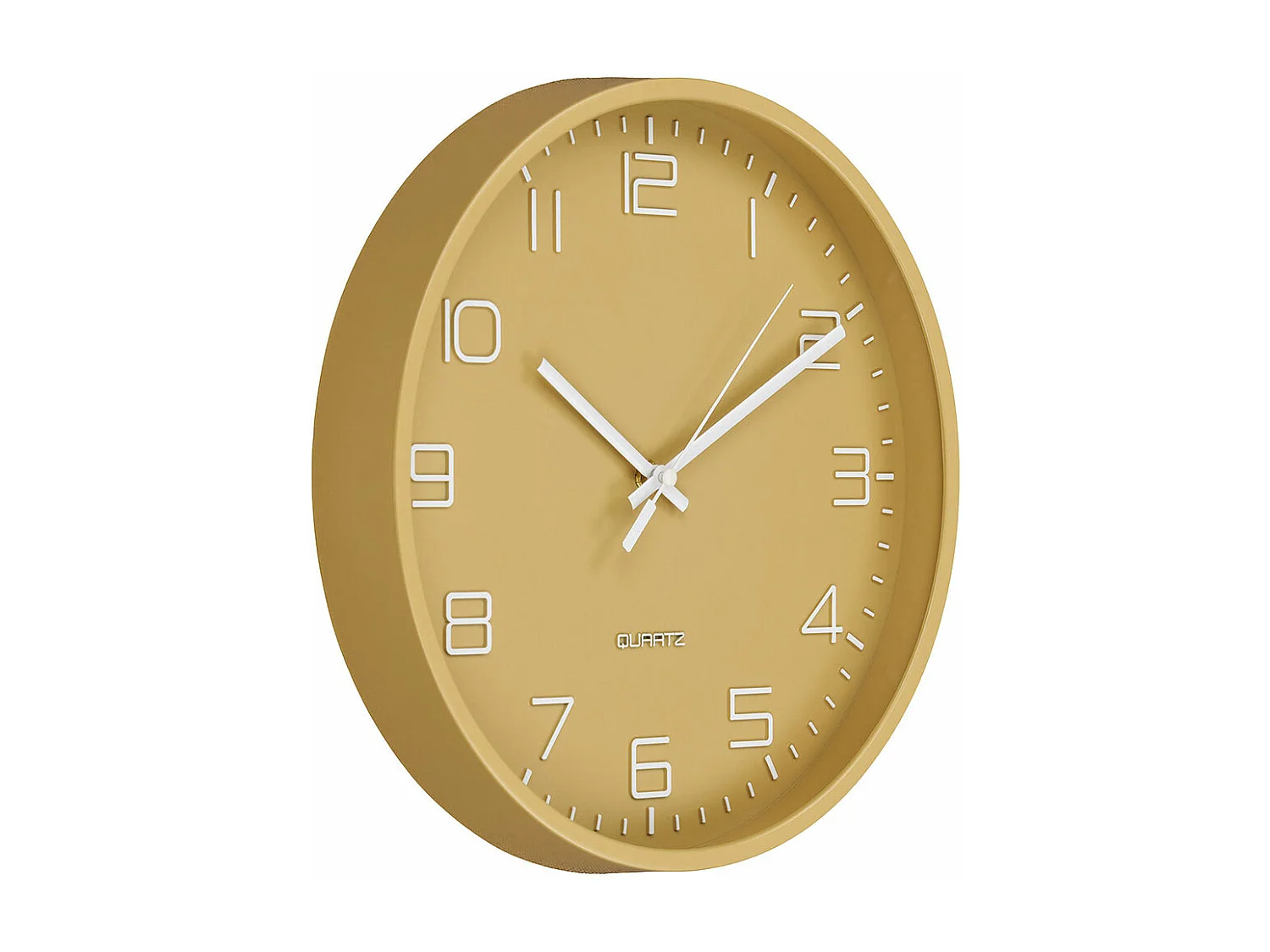 Rosolini Wandklok geruisloos Ø30cm okker.