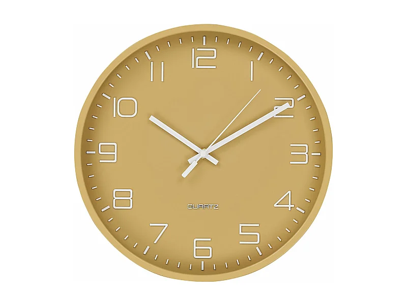 Rosolini Wandklok geruisloos Ø30cm okker.