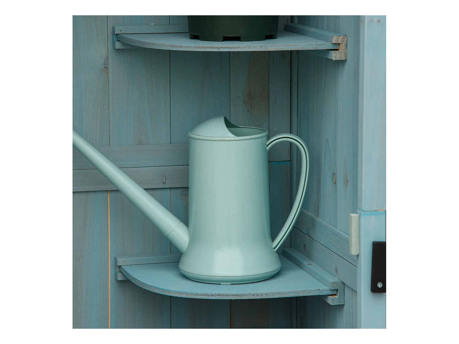 Cobertizo Marboré Outsunny 3 estantes + 2 puertas azul claro 179x77x54,2 cm