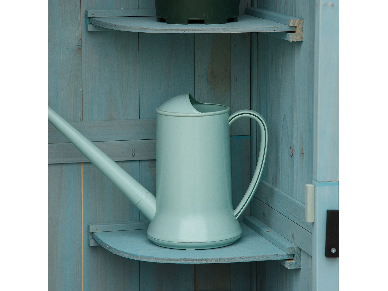 Cobertizo Marboré Outsunny 3 estantes + 2 puertas azul claro 179x77x54,2 cm