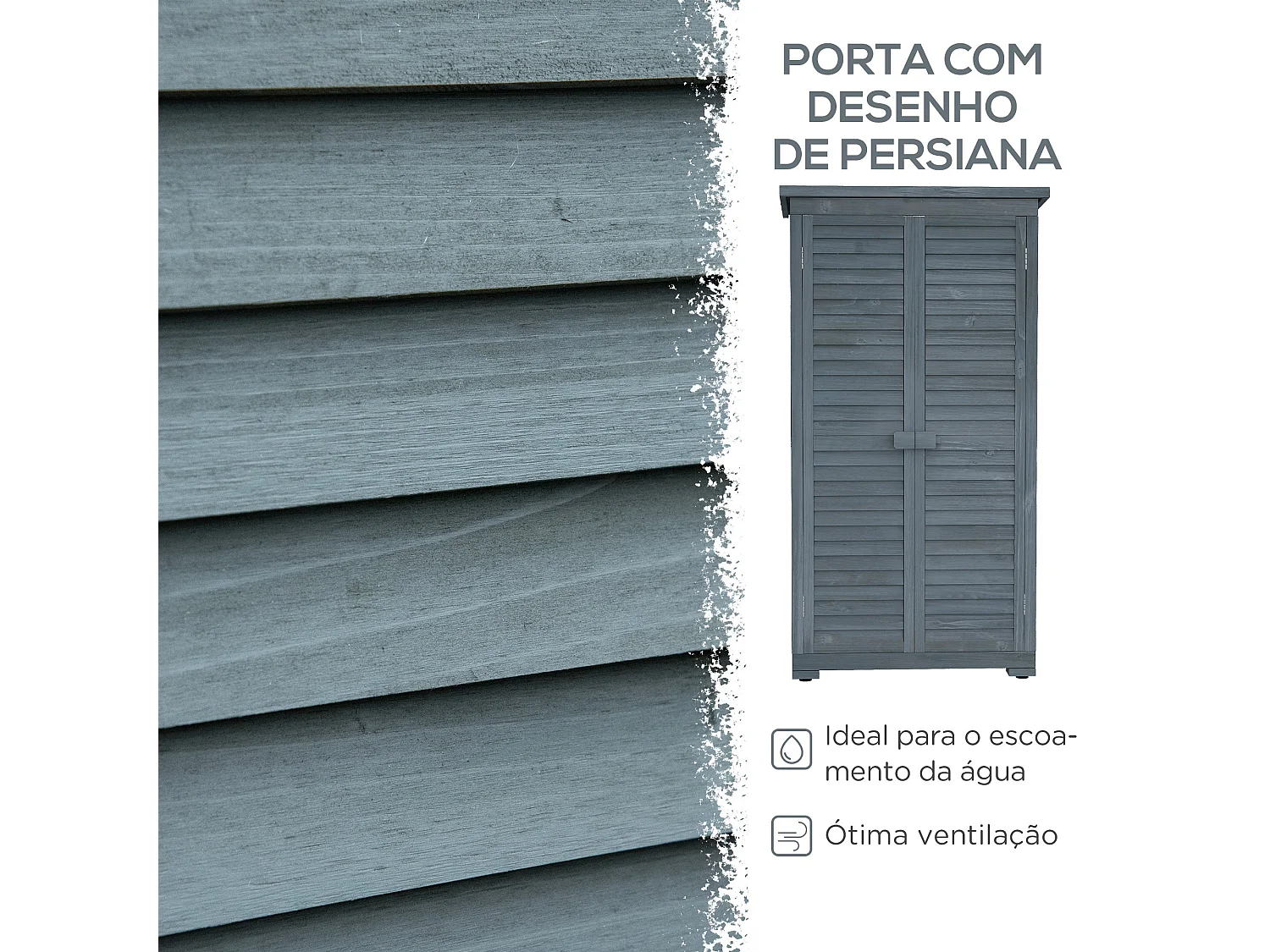 Armário de Jardim de Madeira Outsunny 87x46,5x160 cm com 2 Portas e 2 Prateleiras para Armazenamento Exterior