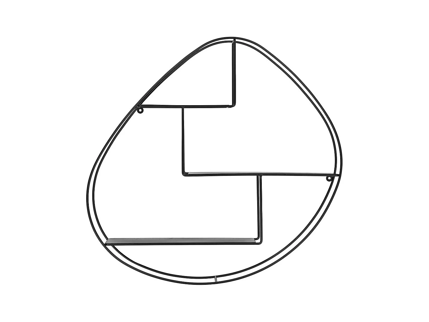 Estante de pared orgánico de acero negro 60 x 12 x 60 cm