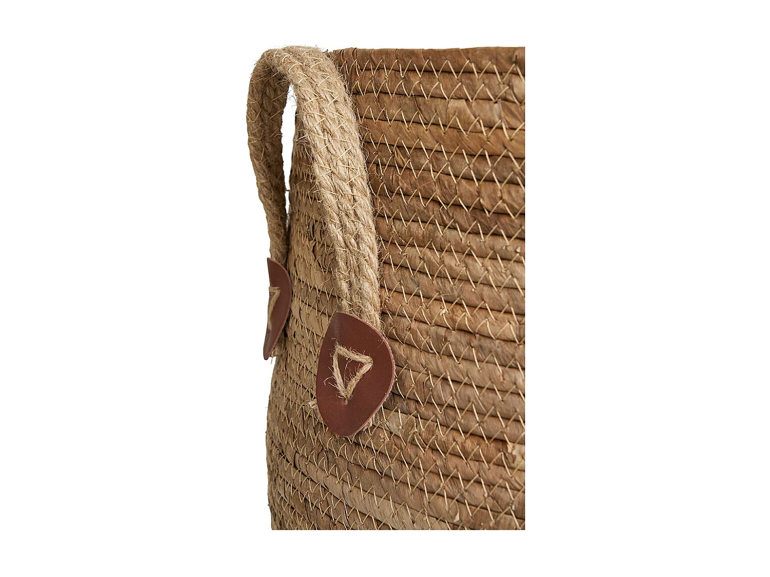 Lot de 2 paniers de rangement AOSTA – Jute naturel avec poignées en cuir