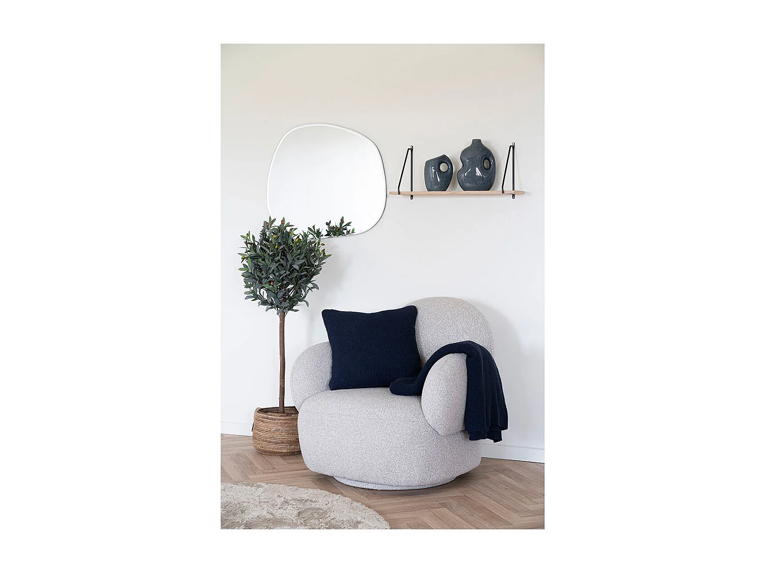 Lot de 2 paniers de rangement AOSTA – Jute naturel avec poignées en cuir