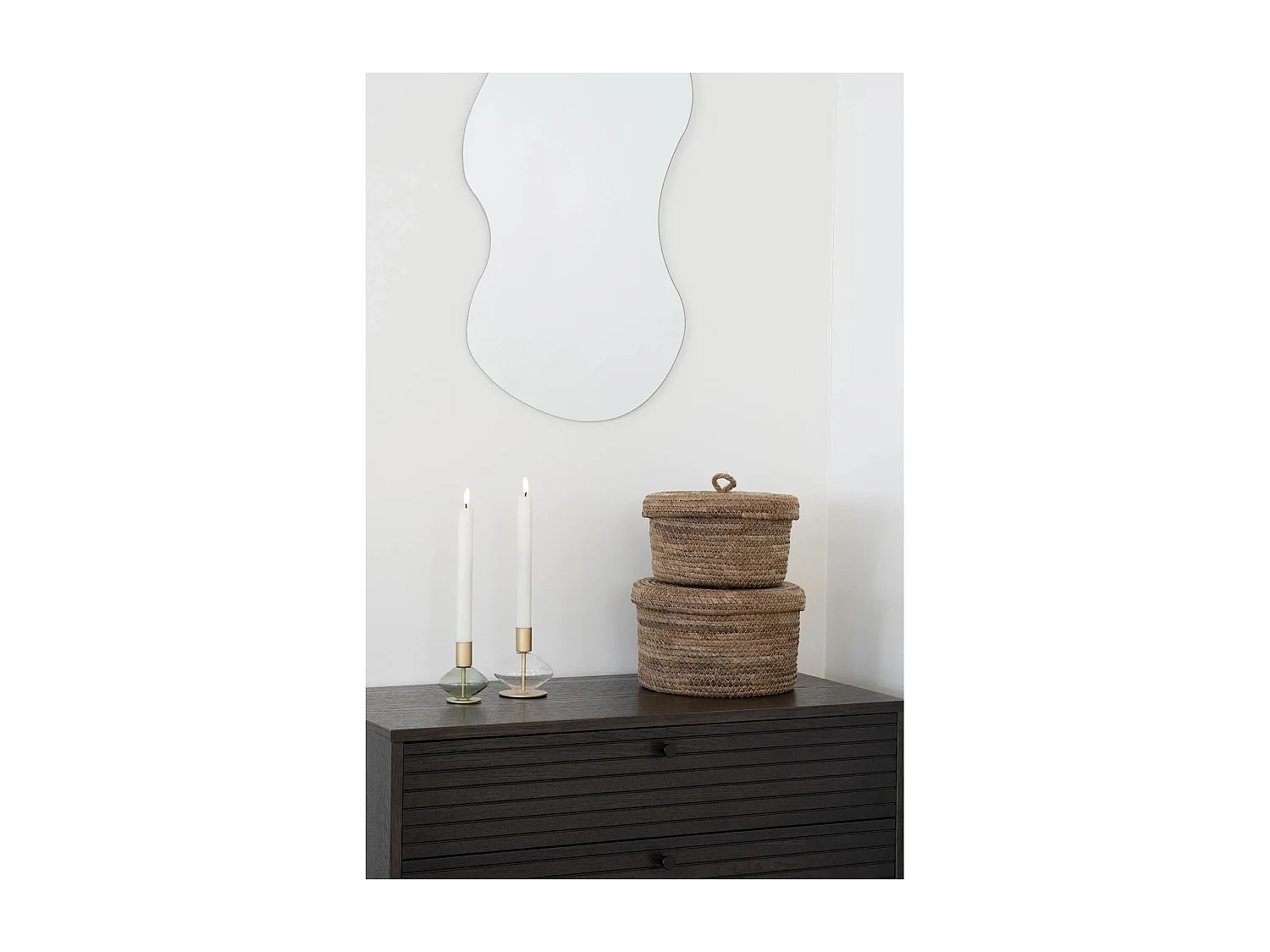 Ensemble de 2 paniers de rangement DESIO avec couvercle – Jute naturel