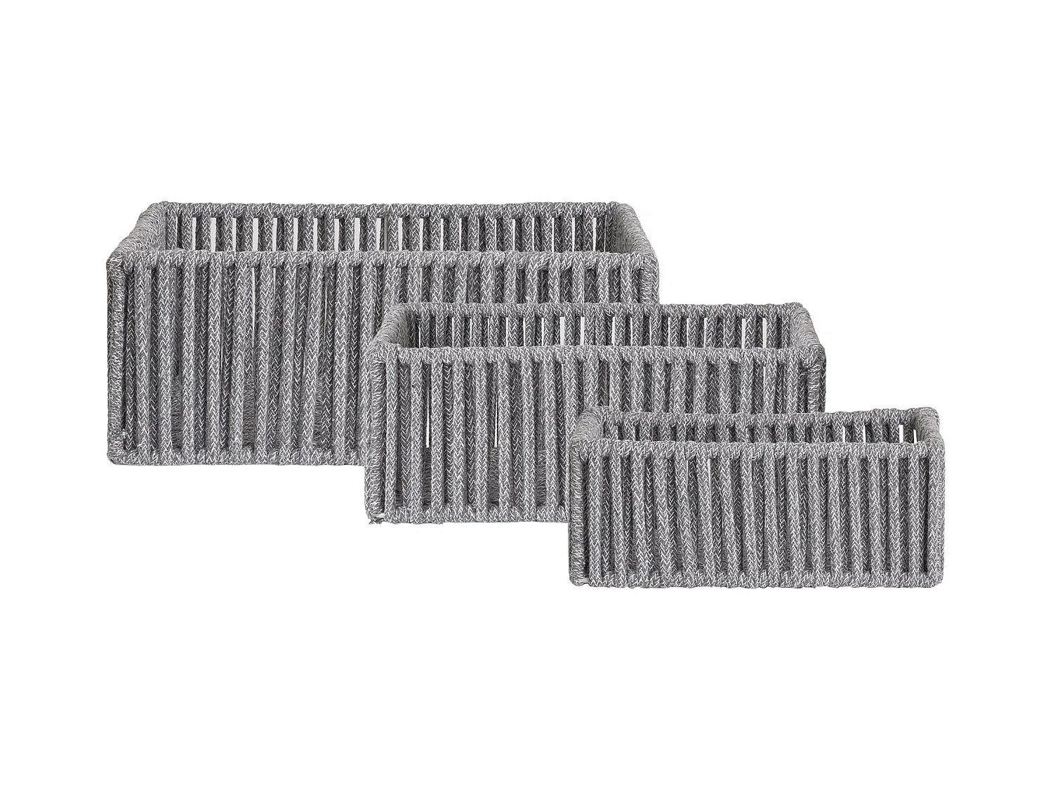 Lot de 3 paniers de rangement ARESE – Coton gris et métal