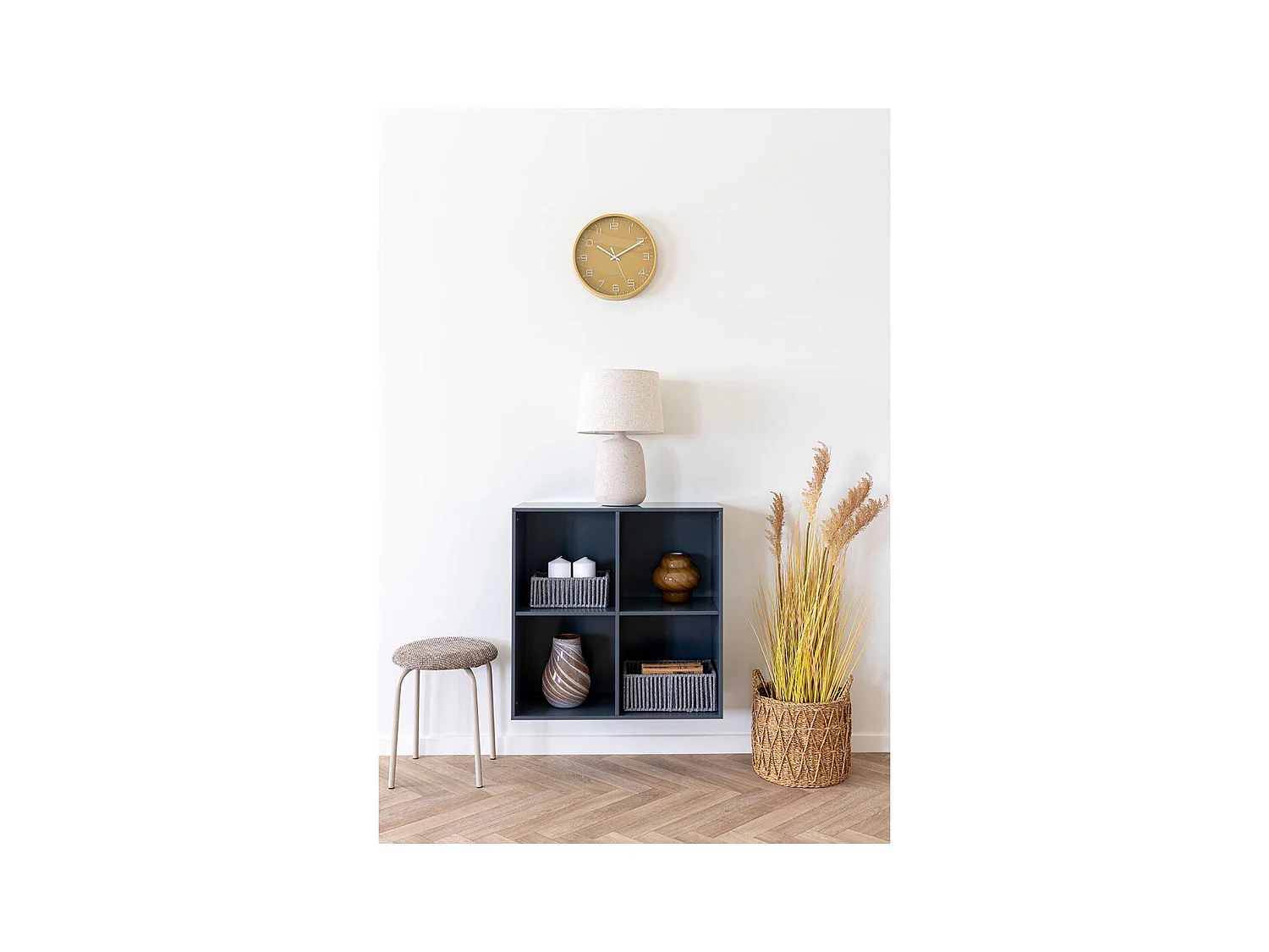 Lot de 3 paniers de rangement ARESE – Coton gris et métal