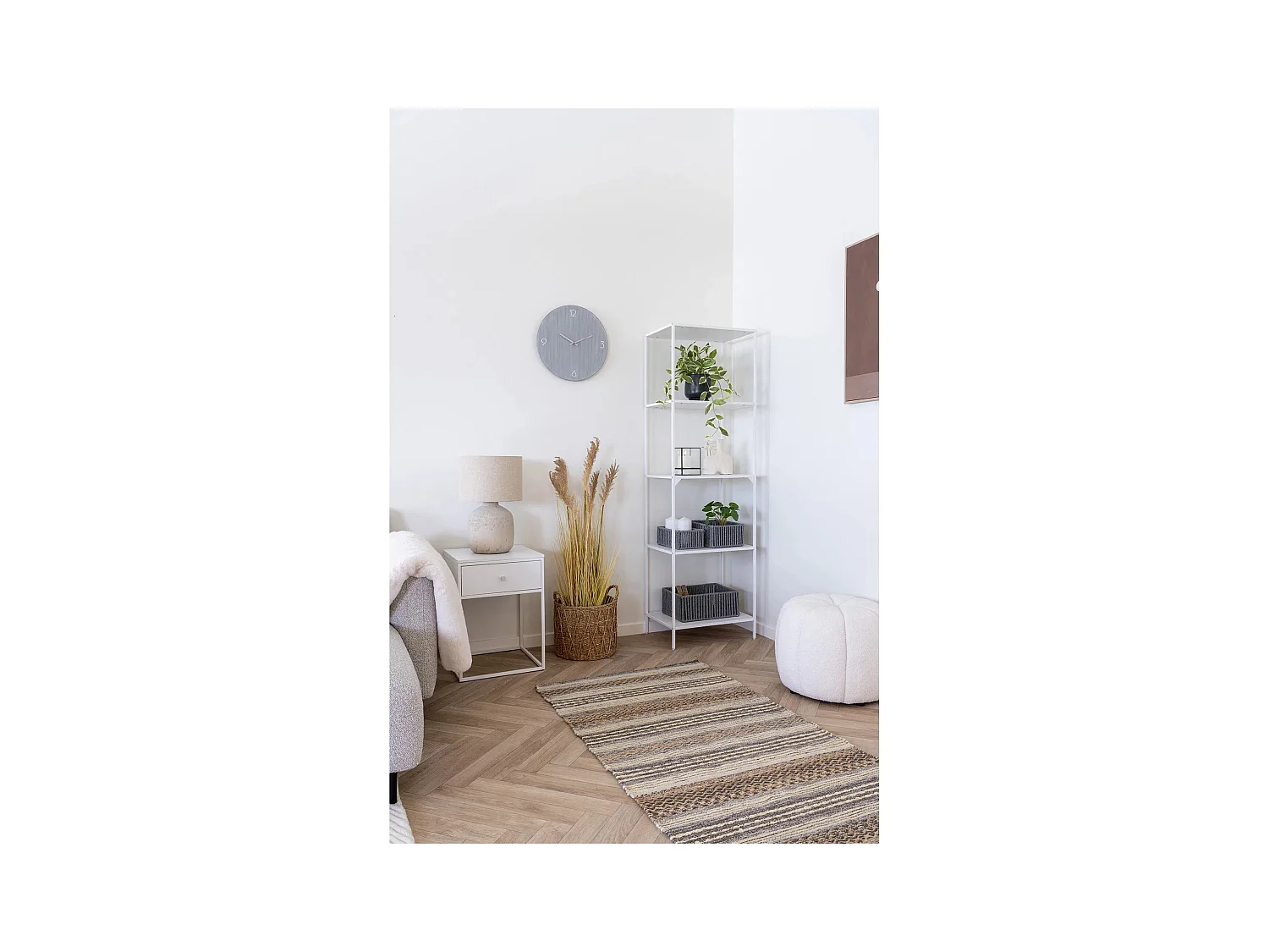 Lot de 3 paniers de rangement ARESE – Coton gris et métal