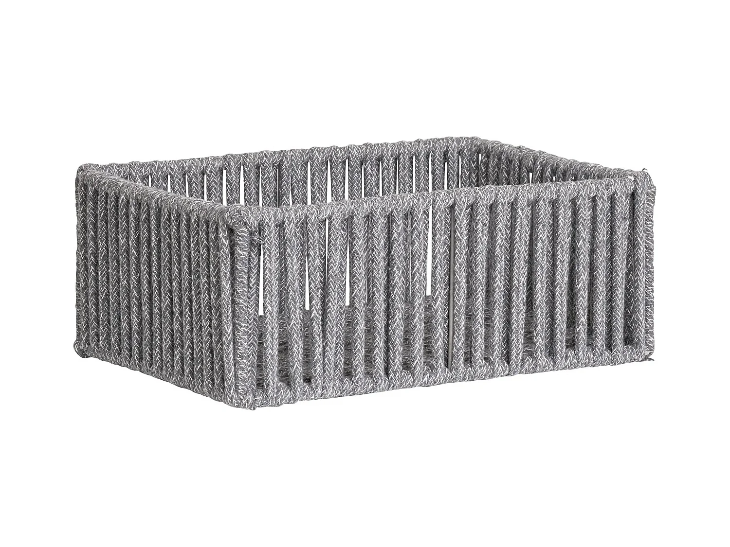 Lot de 3 paniers de rangement ARESE – Coton gris et métal