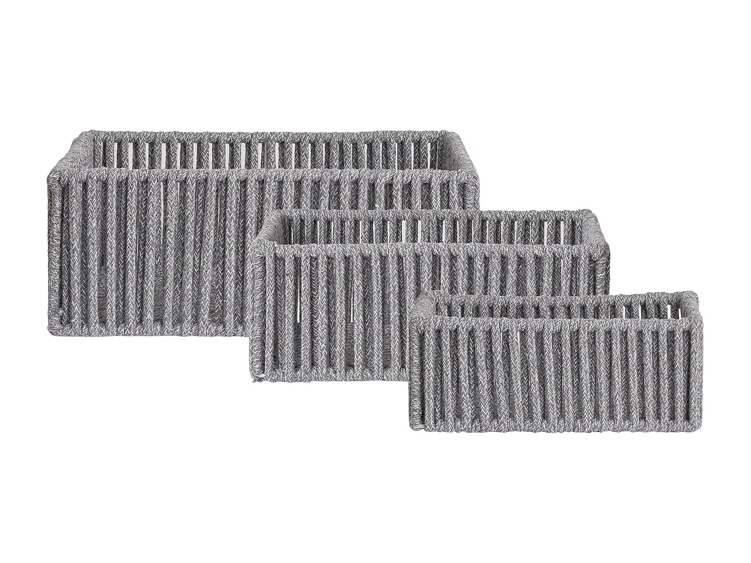 Lot de 3 paniers de rangement ARESE – Coton gris et métal
