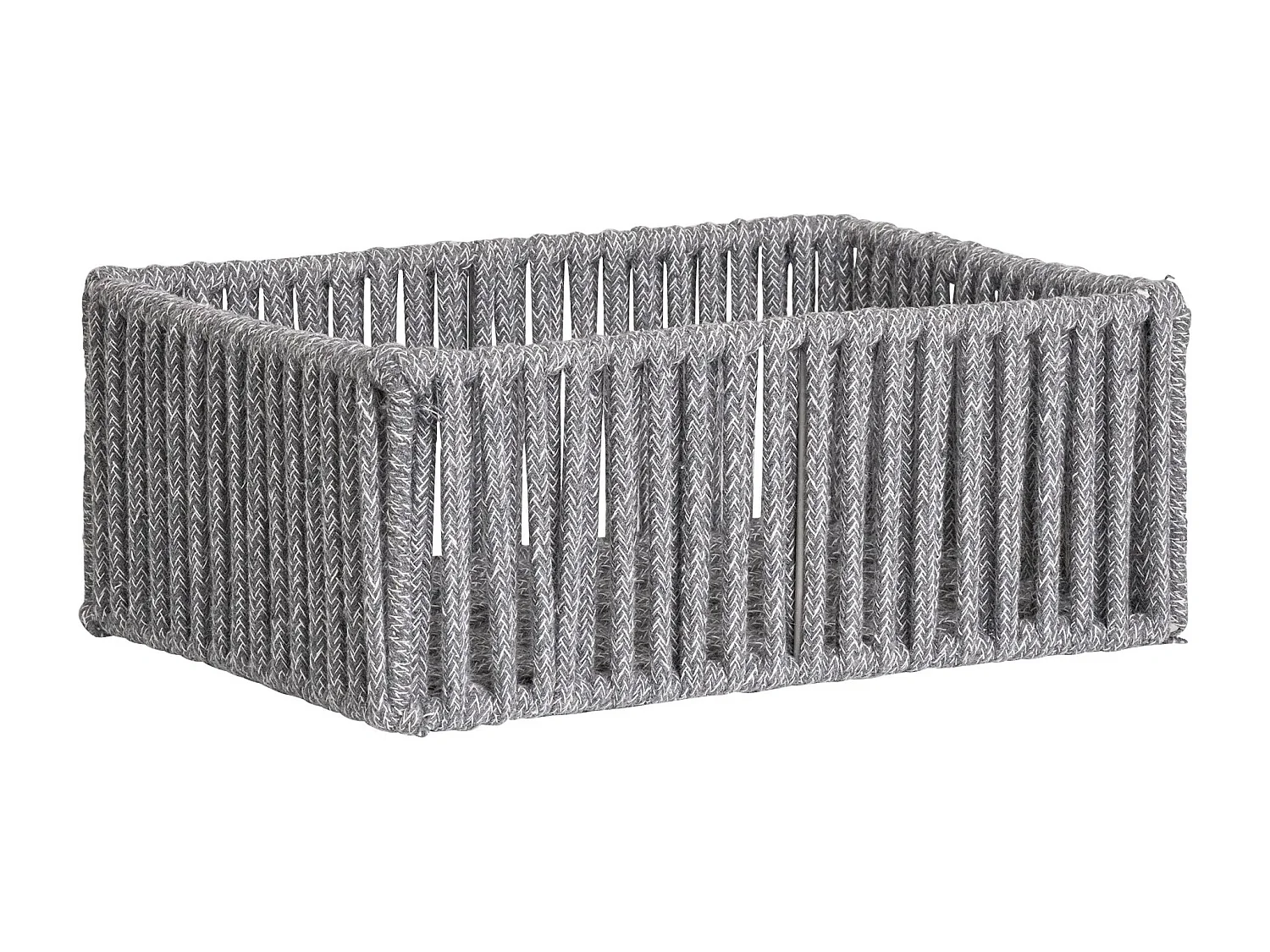 Lot de 3 paniers de rangement ARESE – Coton gris et métal