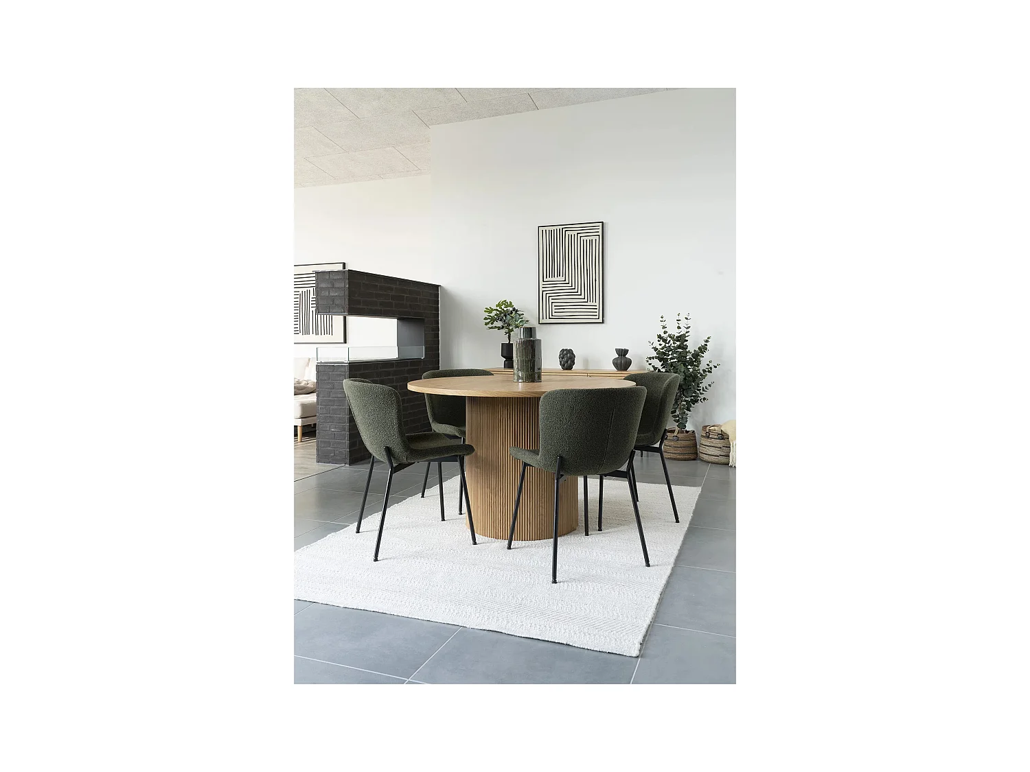 Lot de 2 paniers de rangement ERBA – Jute naturel avec rayures et poignées en cuir