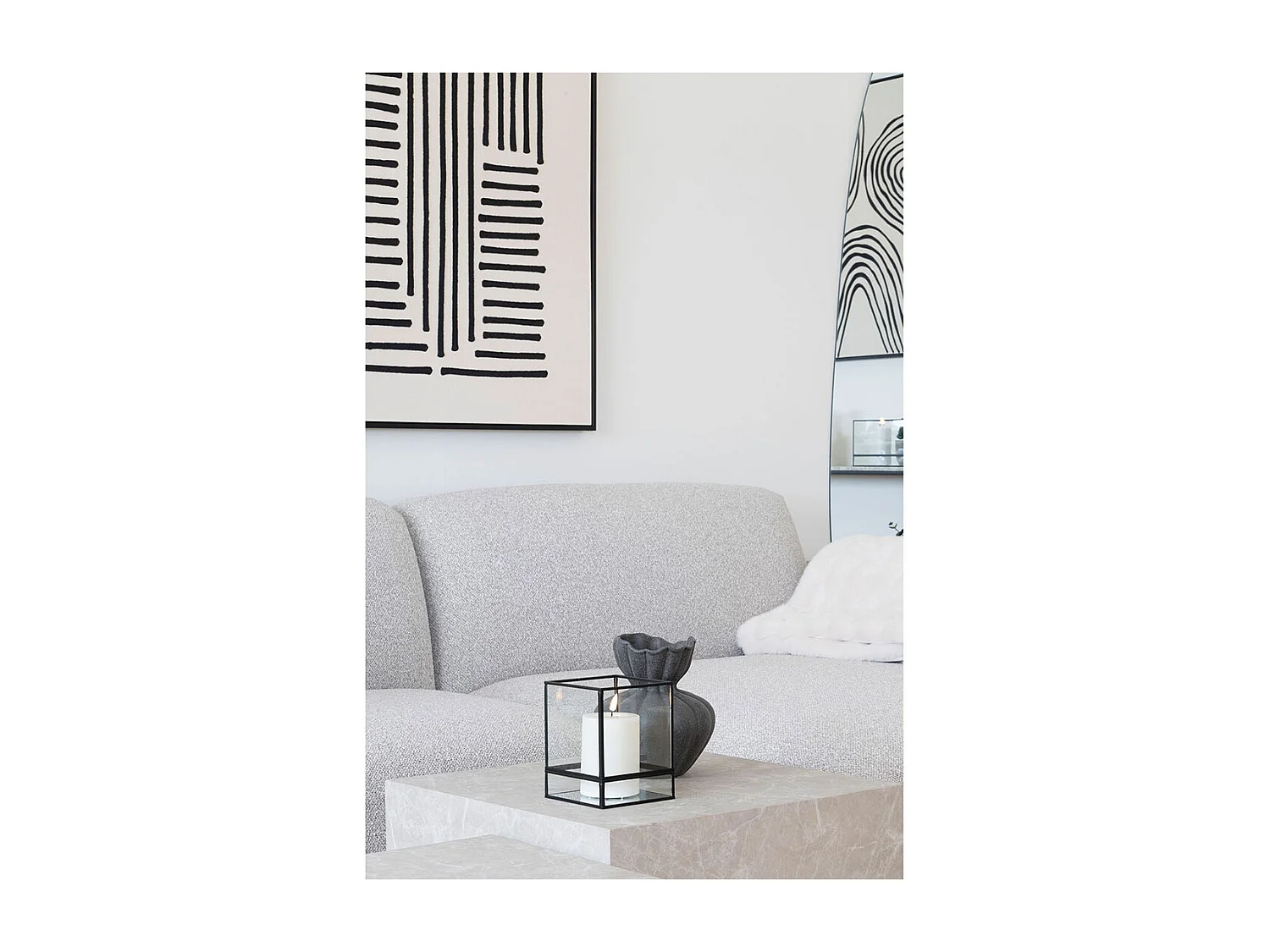 Portavelas de metal negro y cristal 12 x 15 cm