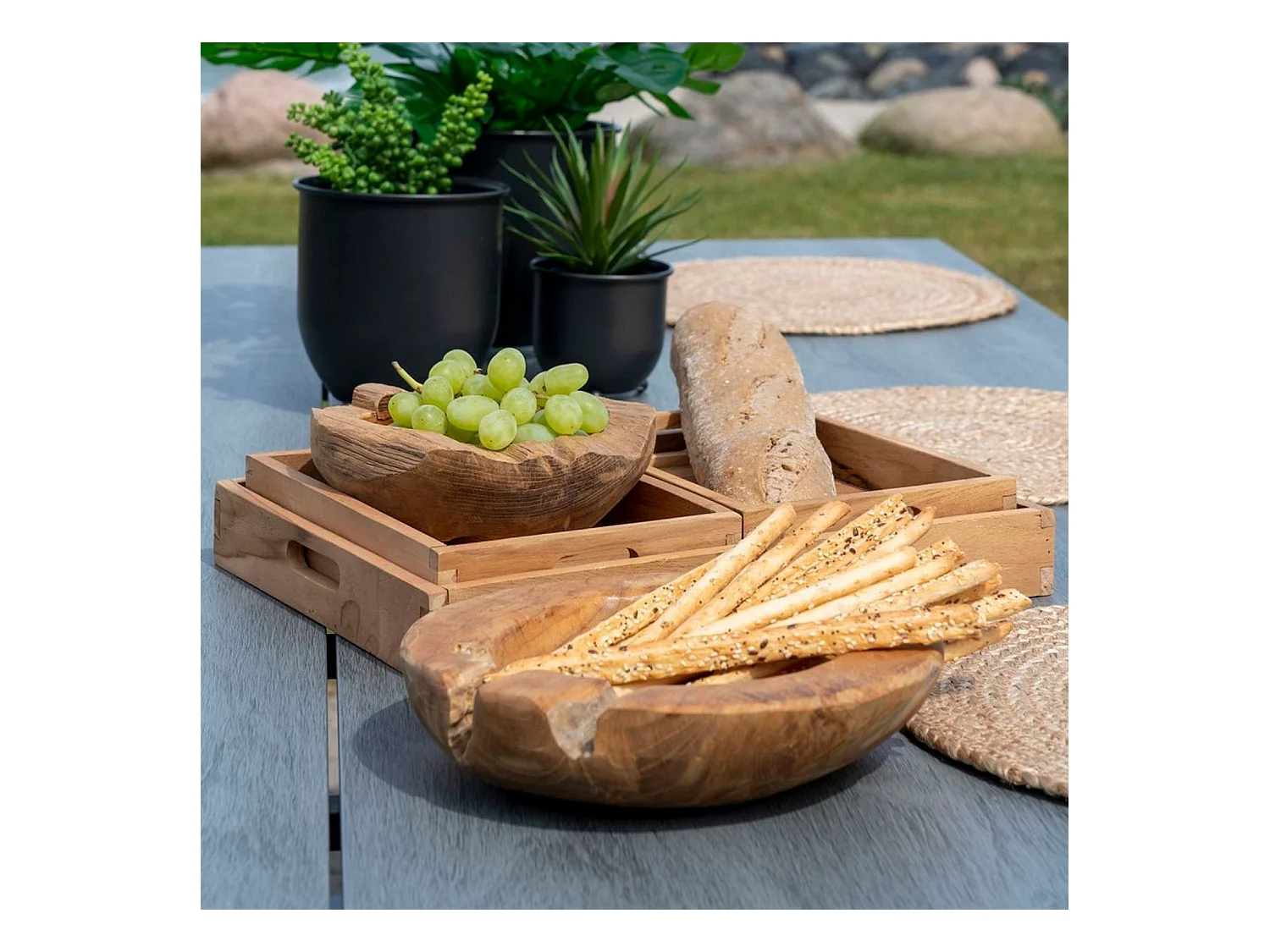 4 sets de table en jute tressée Ø 38 cm