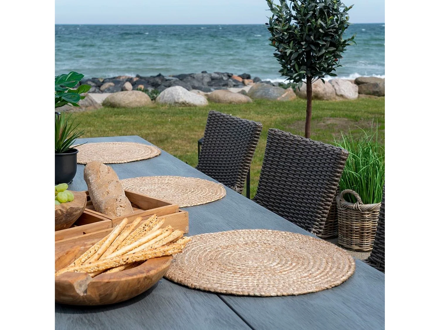 Bombay Placemat Ø38cm, set van 4 natuur.