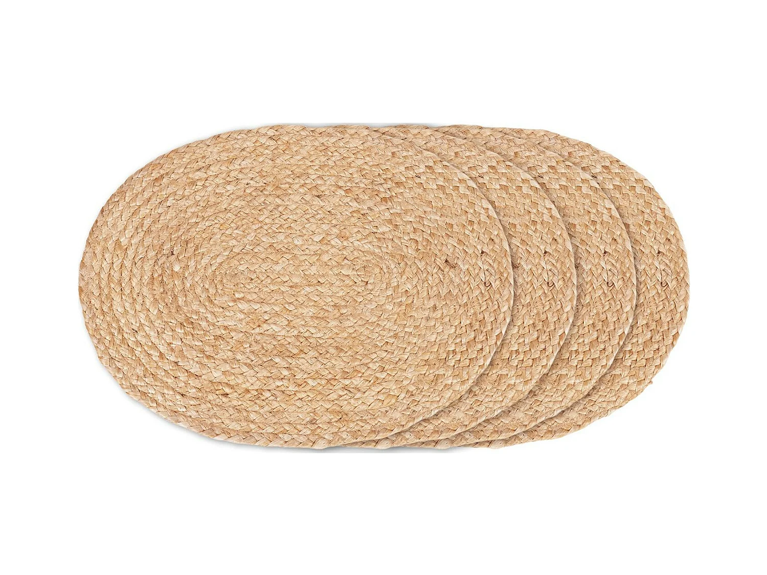 4 sets de table ovales en jute tressée 35 x 45 cm