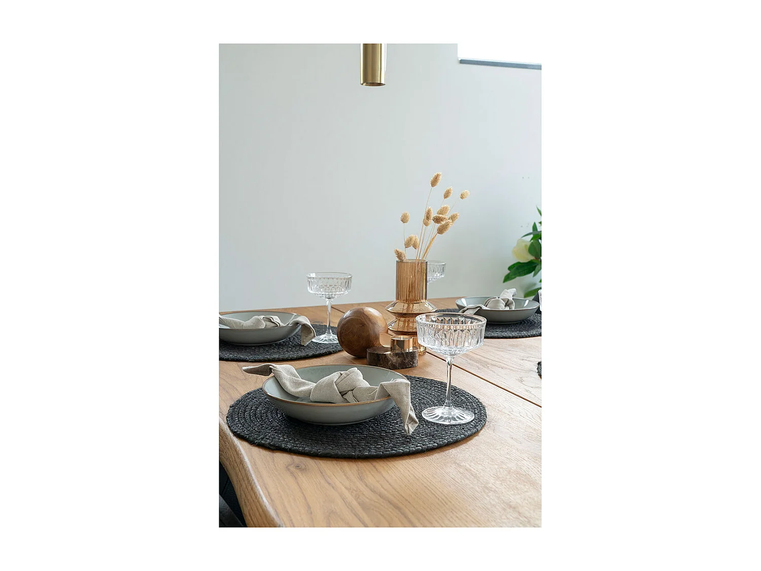 4 sets de table en jute tressée gris foncé Ø38 cm
