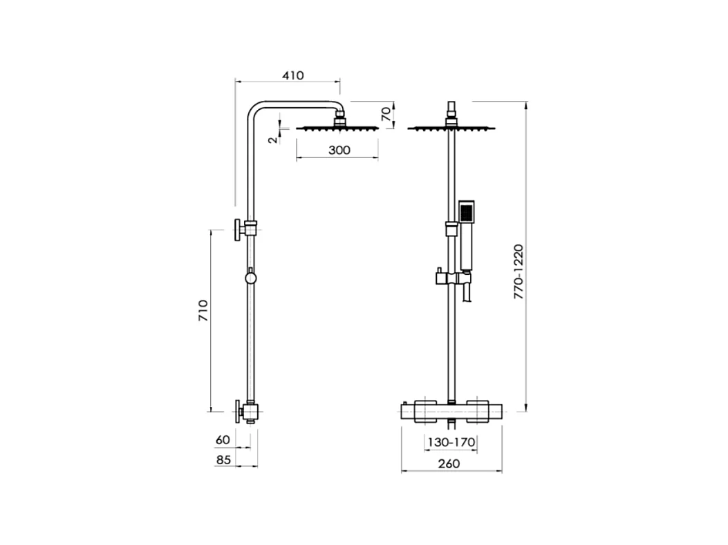 Colonne de douche thermostatique CUBO  Chromé brillant