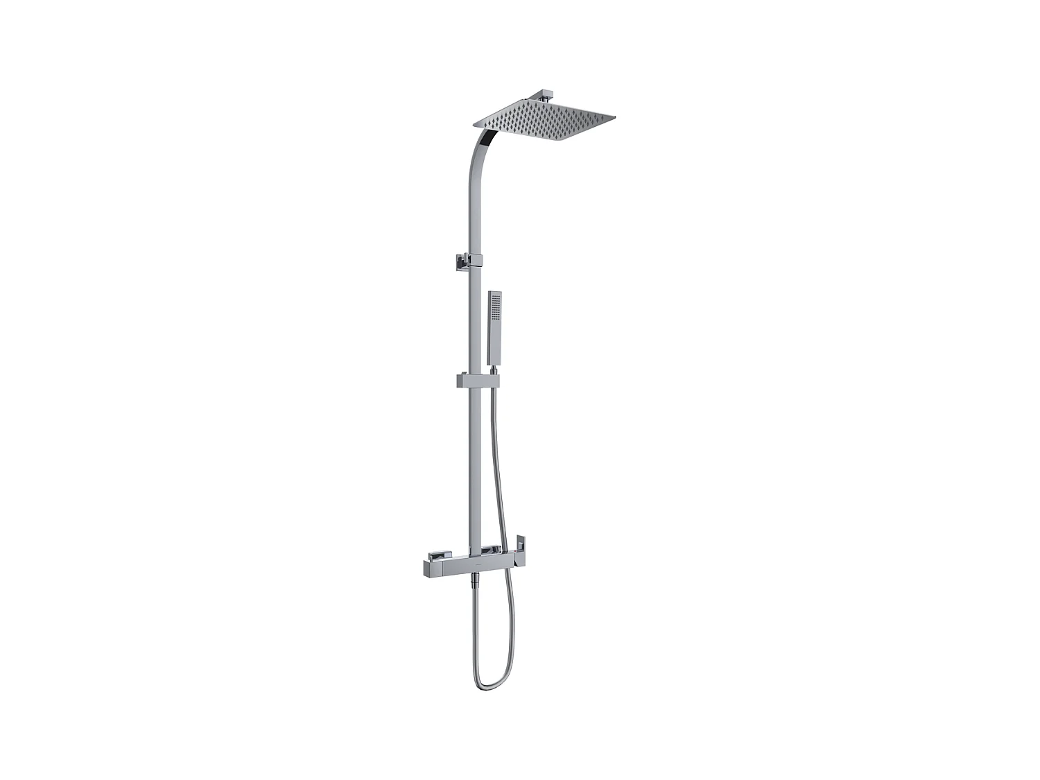 Moderne Duschsäule mit Einhandmischer CUBO Glänzend Verchromt - Höhenverstellbar - Komplettset mit Handbrause und Einhandmischer