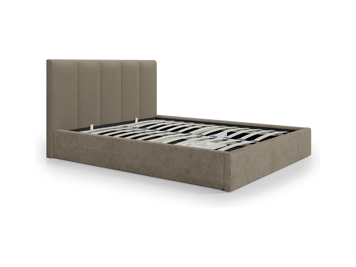 Canapé abatible de 160 x 200 cm con cabecero de costuras verticales - Tela - Taupe - Con colchón - KILACLO