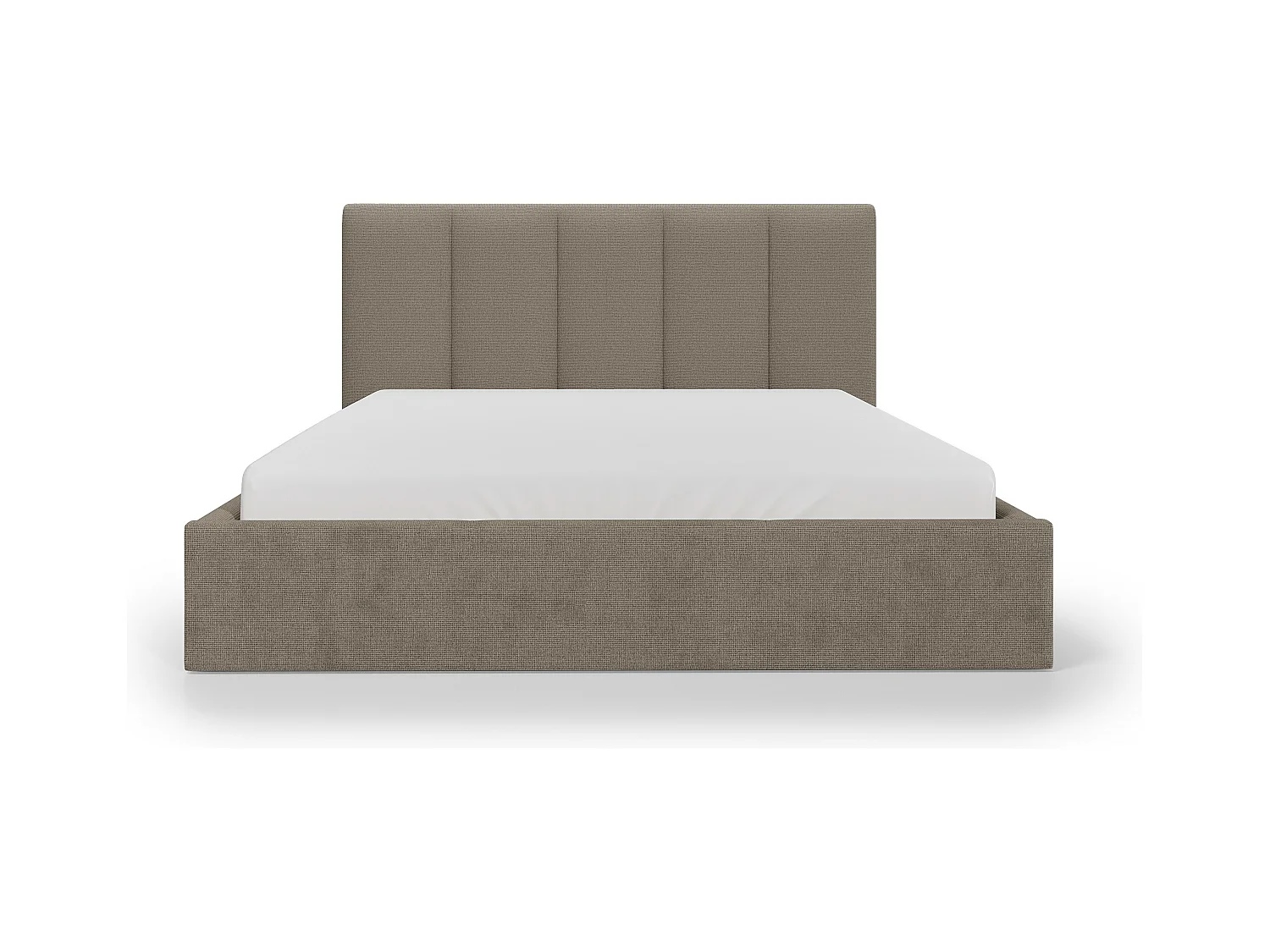 Lit coffre 180 x 200 cm avec tête de lit coutures verticales - Tissu - Taupe - Avec matelas - KILACLO
