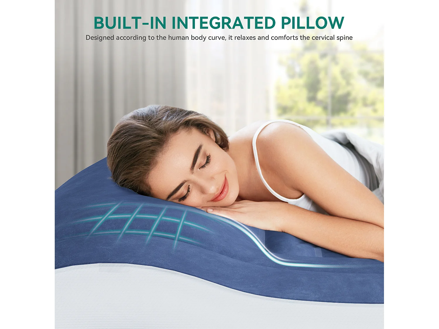 YITAHOME Metalas Gonflable - 1 Place avec Oreiller Intégré et Pompe Électrique Intégrée - 203 x 99 x 43 cm - Bleu & Blanc