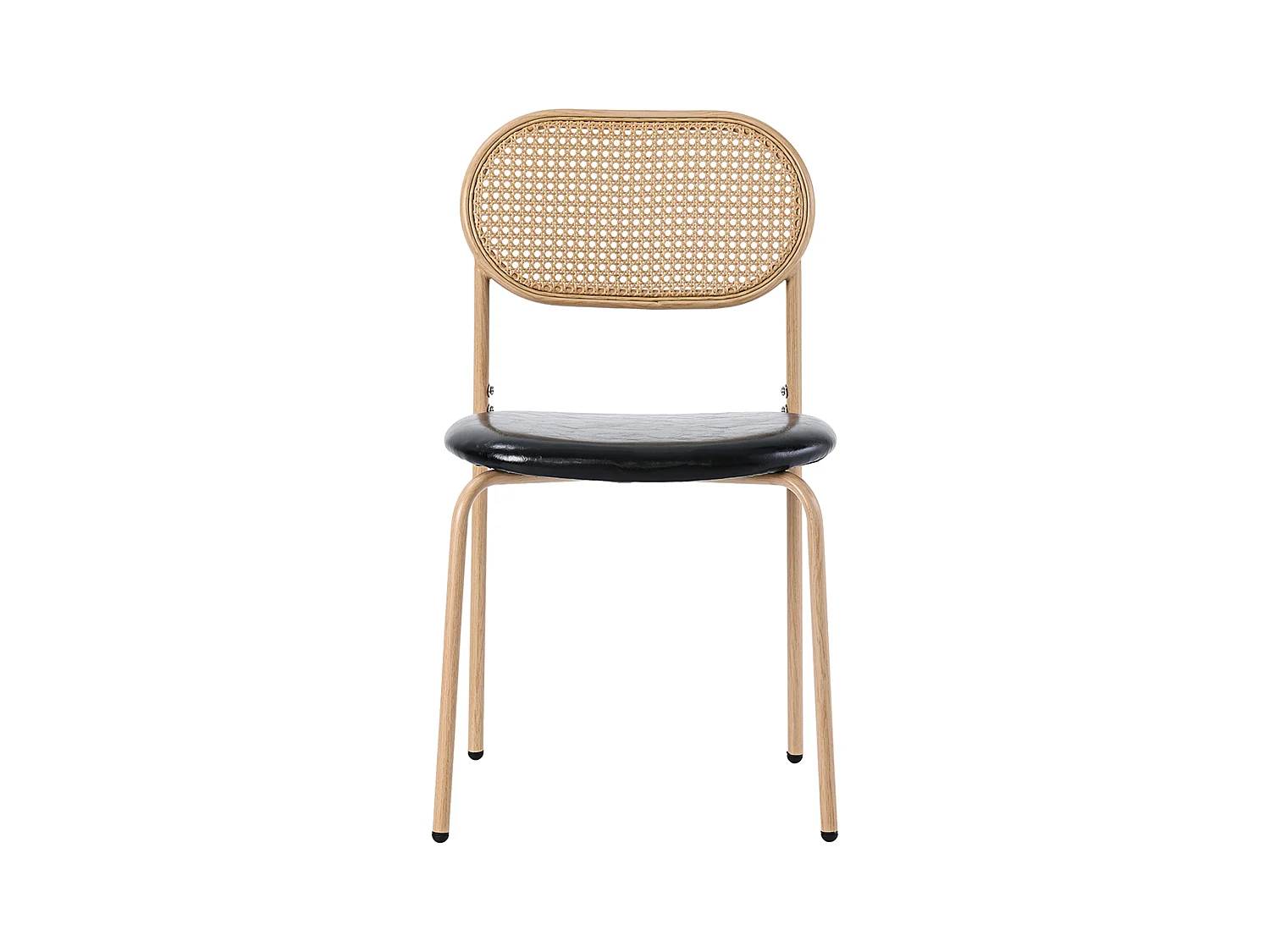 4er Set Samtstühle - 80 x 48 x 46 cm - mit vier Metallbeinen - Rattan Schlafzimmerstuhl - Schwarz