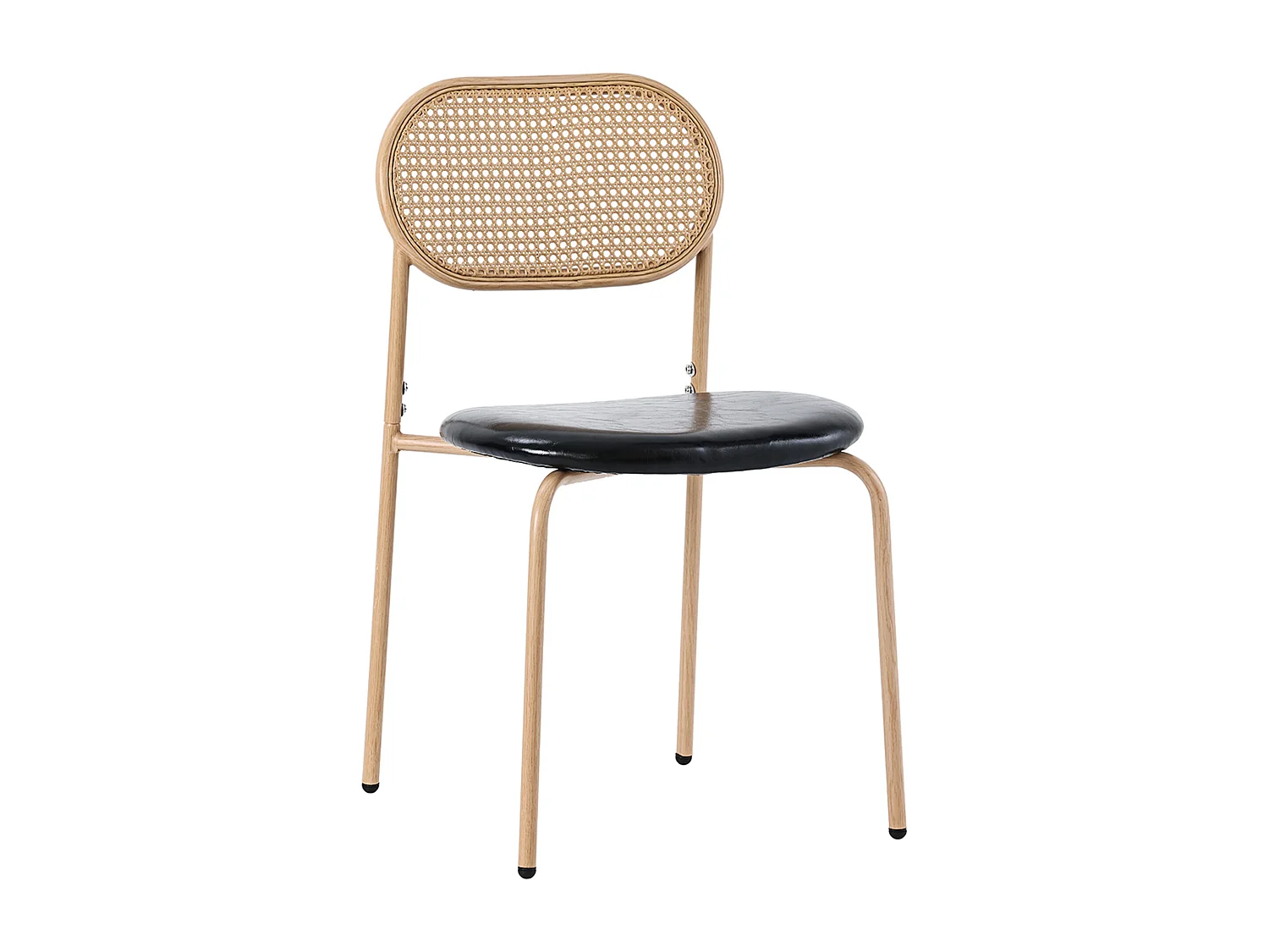 Lot de 4 chaises en velours - 80 x 48 x 46 cm - avecquatre pieds en métals - chaise en rotin chambre -noir