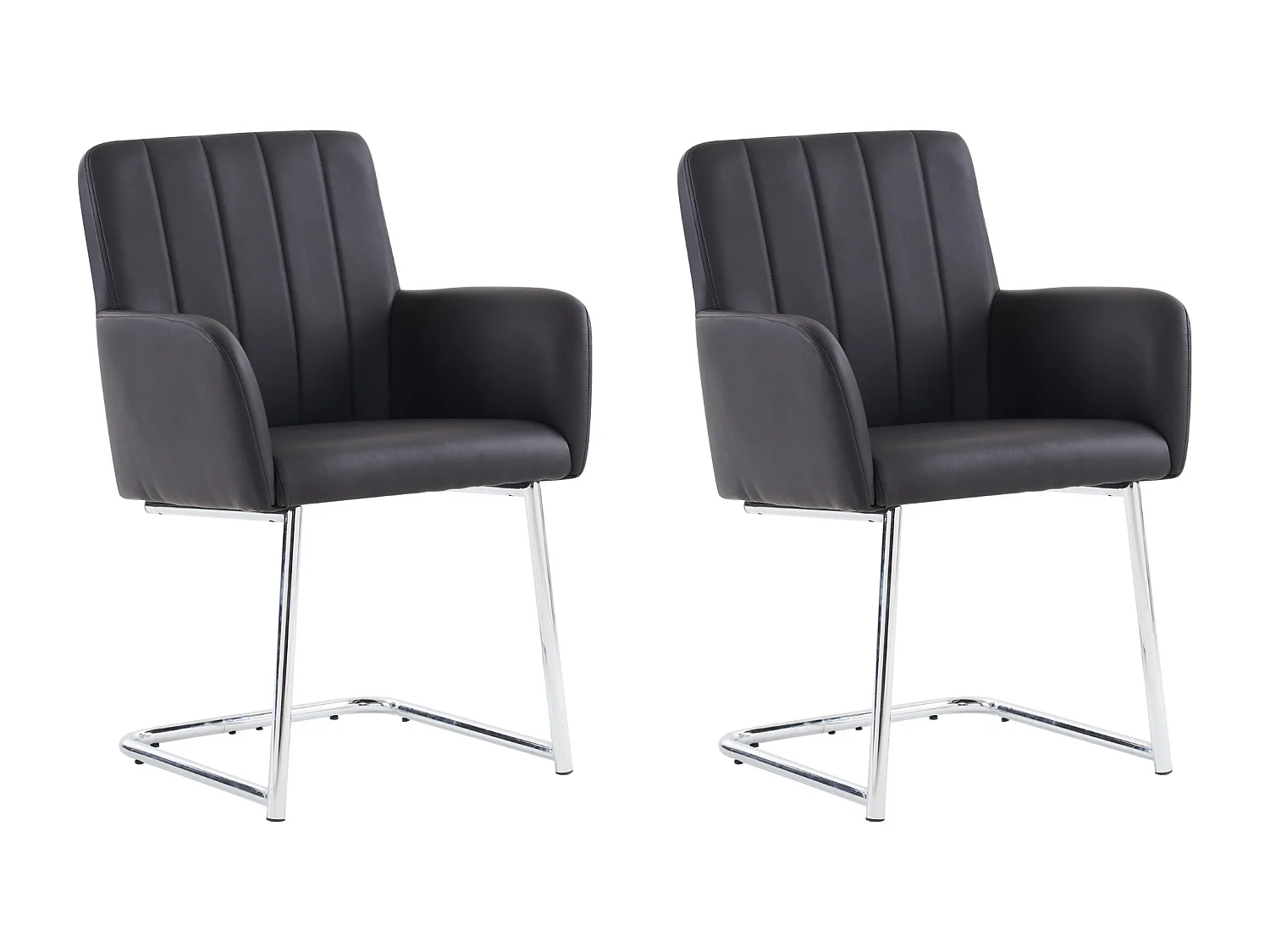 Set di 2 sedie - 86 x 50 x 46 cm - poltrona imbottita con gambe in metallo - per camera da letto e ufficio - similpelle - nero