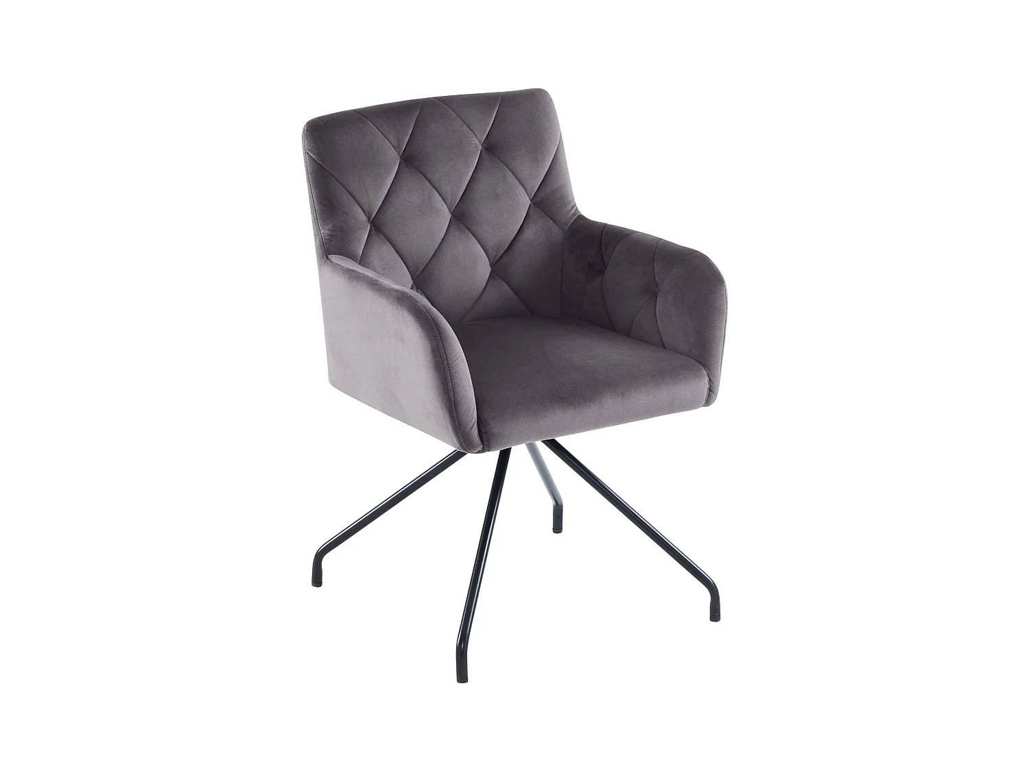Set van 2 fluwelen eetkamerstoelen - 85 x 49 x 49 cm - gestoffeerde fauteuil met 4 metalen poten - met lendensteun - grijs