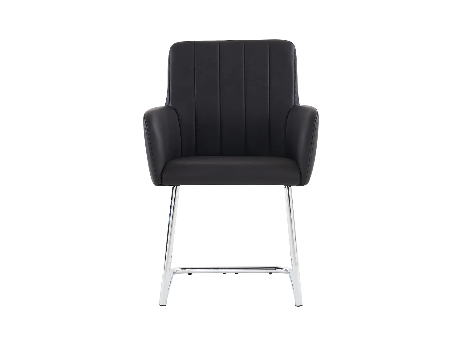 Set van 6 stoelen - 86 x 50 x 46 cm - gestoffeerde fauteuil met metalen poten - voor slaapkamer en kantoor - kunstleer - zwart