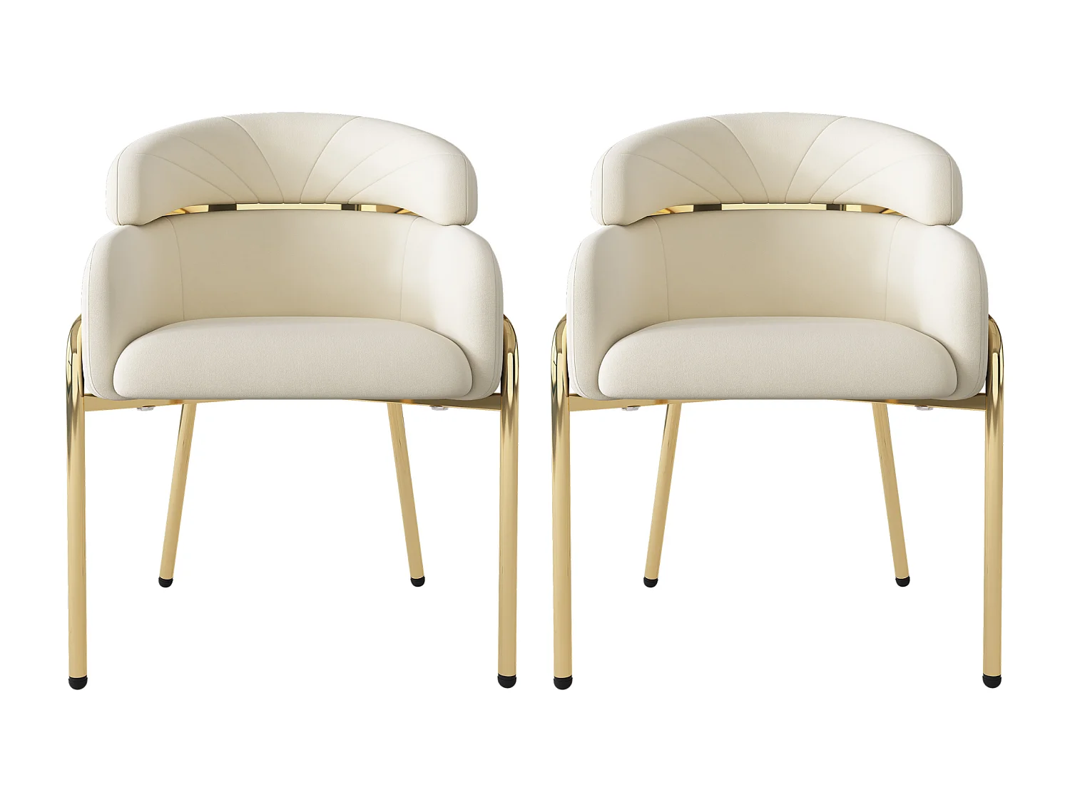 2er-Set Samtstühle - 79 x 45 x 53 cm - für Wohnzimmer und Schlafzimmer - vier Metallbeine - beige