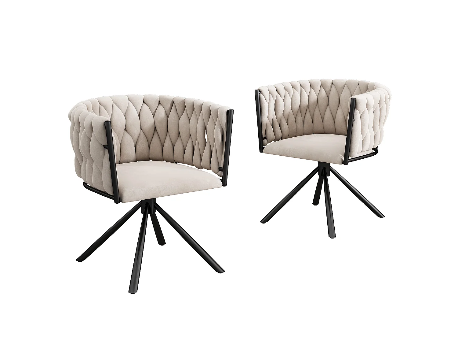 Lot de 2 Chaises pivotantes en velours - 71 x 51.5 x 51.5 cm - pour salon et chambre à coucher - avec quatre pieds en métal - gris