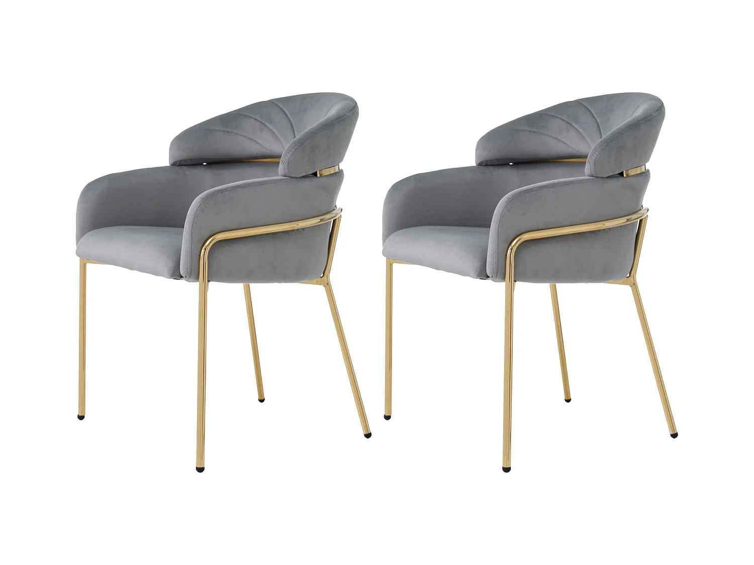 Lot de 2 chaises en velours - 79 x 45 x 53 cm - pour salon et chambre à coucher - quatre pieds en métal - gris
