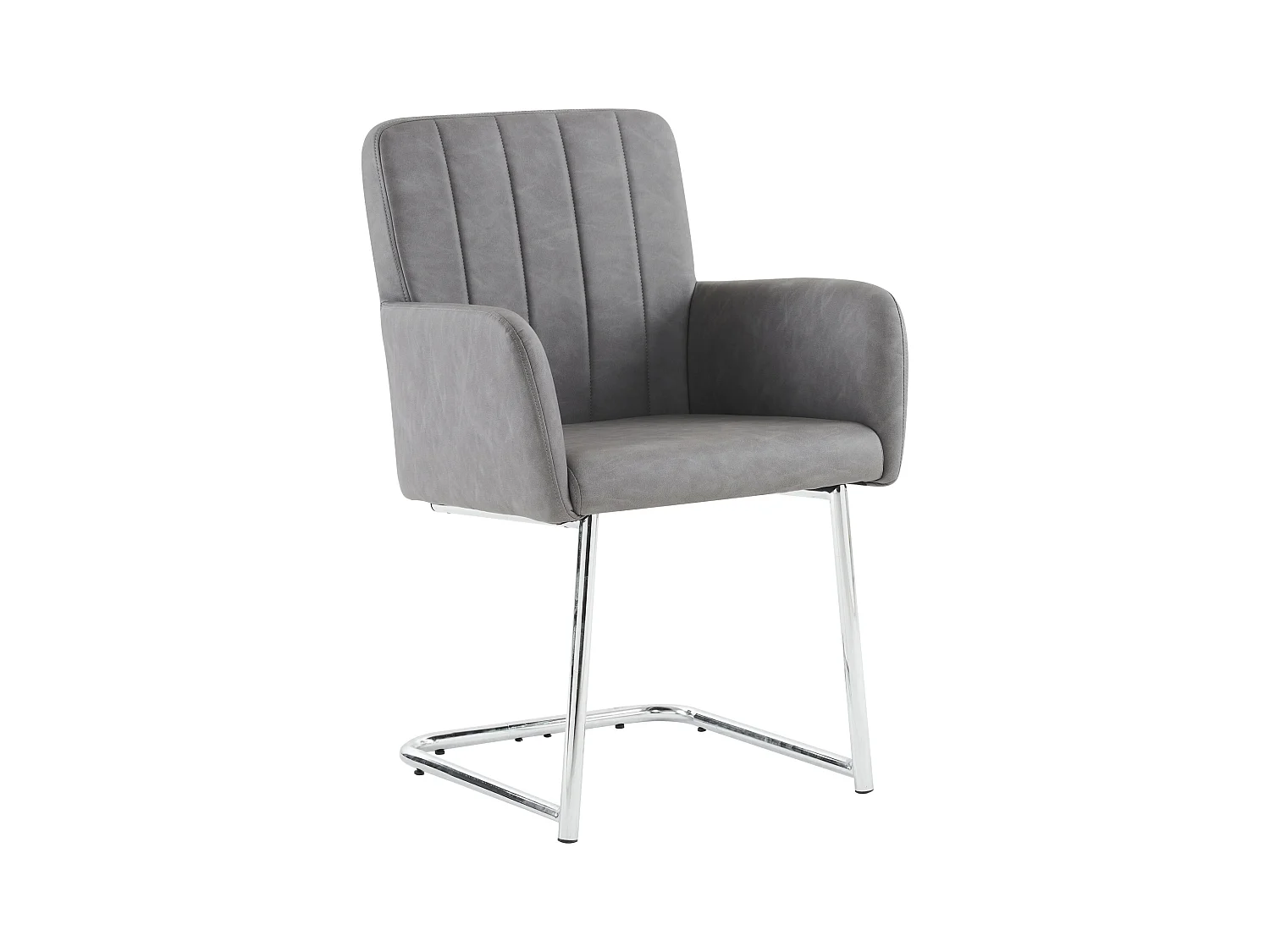 Lot de 2 chaises - 86 x 50 x 46 cm - fauteuil rembourré avec pieds en métal - pour chambre et bureau - cuir similaire -gris
