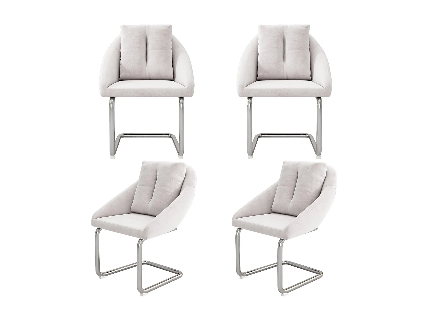 Juego de 4 sillas de terciopelo - 82 x 57 x 54 cm - con cojines - Silla giratoria de lujo para salón y dormitorio - Patas arqueadas - Beige