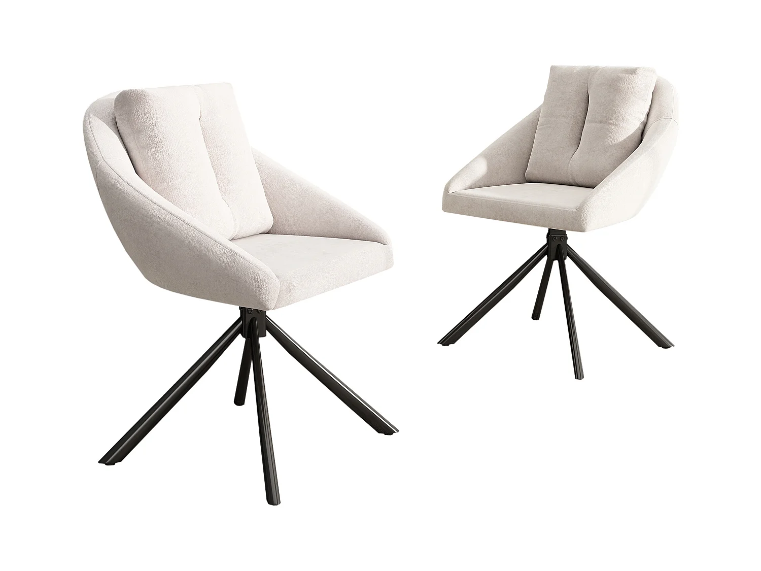 Zestaw 2 krzeseł do jadalni z aksamitu - 79 x 51,5 x 51,5 cm - Eleganckie i wygodne obrotowe - z poduszkami - beżowe