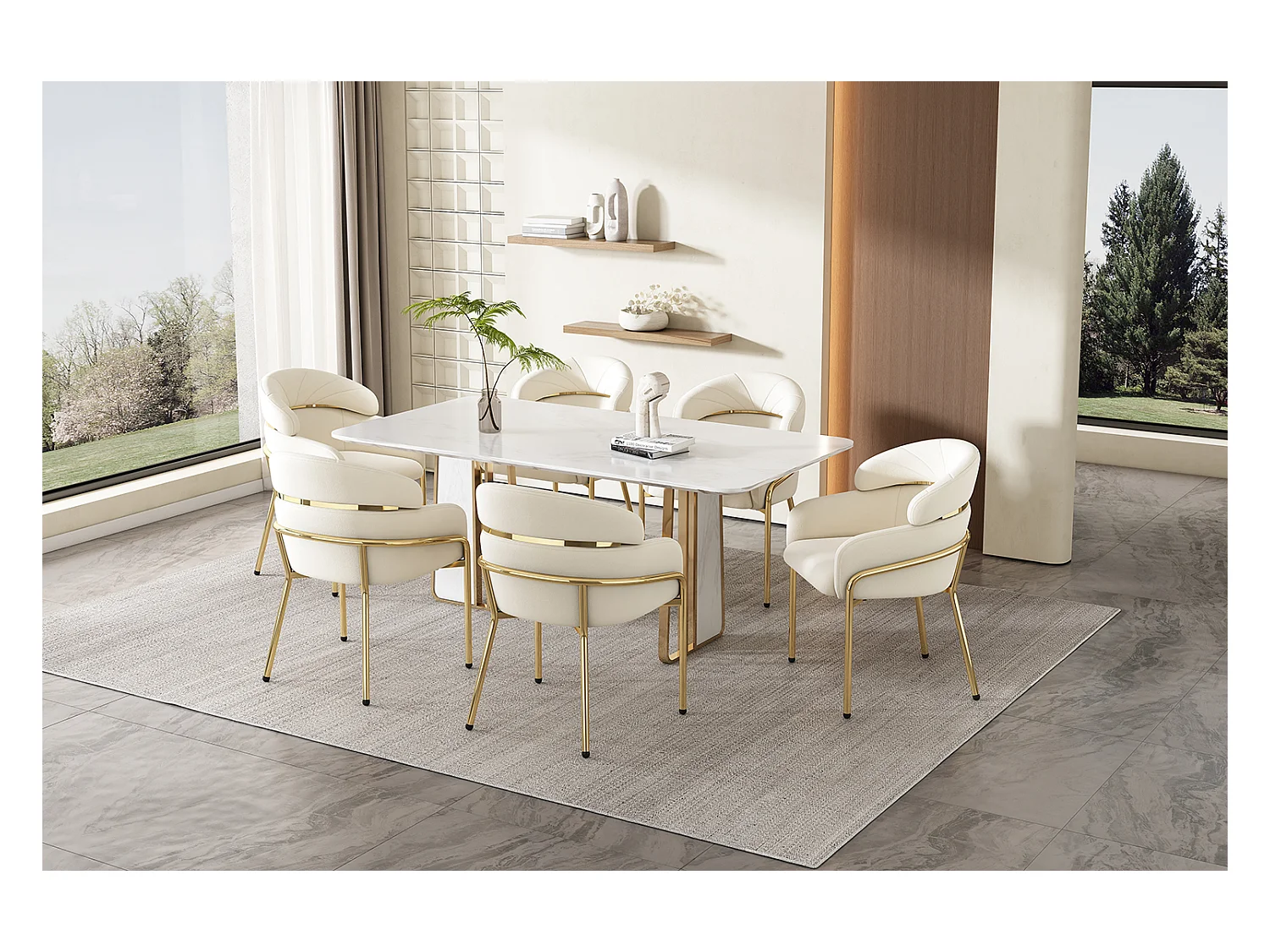 Lot de 4 chaises en velours - 79 x 45 x 53 cm - pour salon et chambre à coucher - quatre pieds en métal - beige