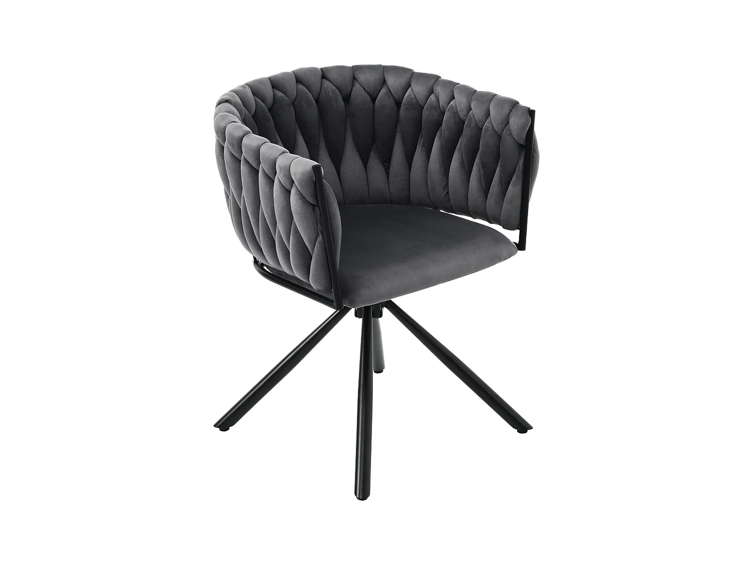 Set van 2 fluwelen draaistoelen - 71 x 51,5 x 51,5 cm - voor woonkamer en slaapkamer - met vier metalen poten - grijs