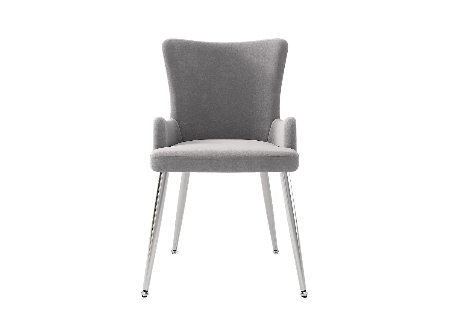 Set van 6 luxe fluwelen stoelen - 85 x 47 x 49 cm - met vier zilveren metalen poten - grijs