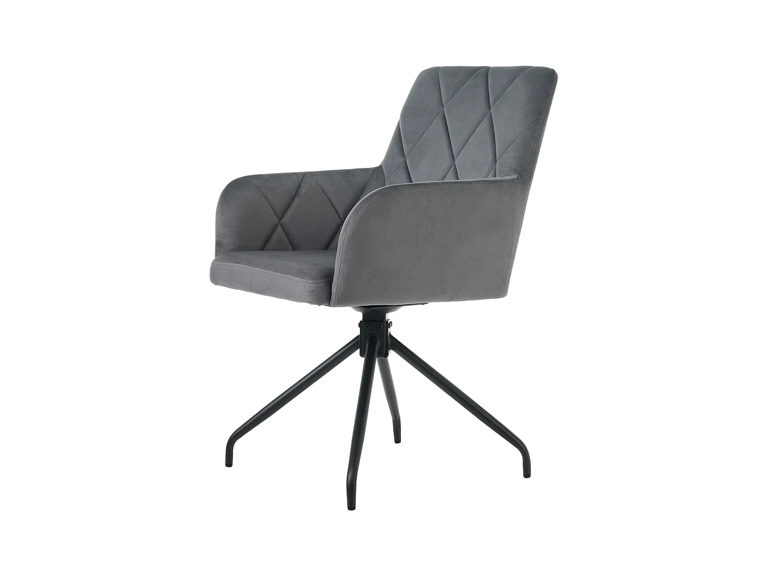 Set van 4 360° fluwelen draaistoelen - 85 x 60 x 46 cm - Gestoffeerde fauteuil met 4 metalen poten - Zwart