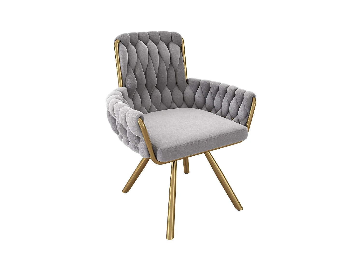 Set van 4 fluwelen draaistoelen - 87 x 50 x 55 cm - Fauteuil met vier metalen poten - Grijs
