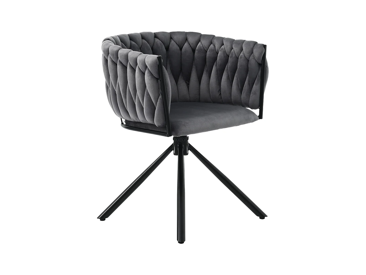 Set di 4 sedie girevoli in velluto - 71 x 51,5 x 51,5 cm - per soggiorno e camera da letto - con quattro gambe in metallo - Grigio