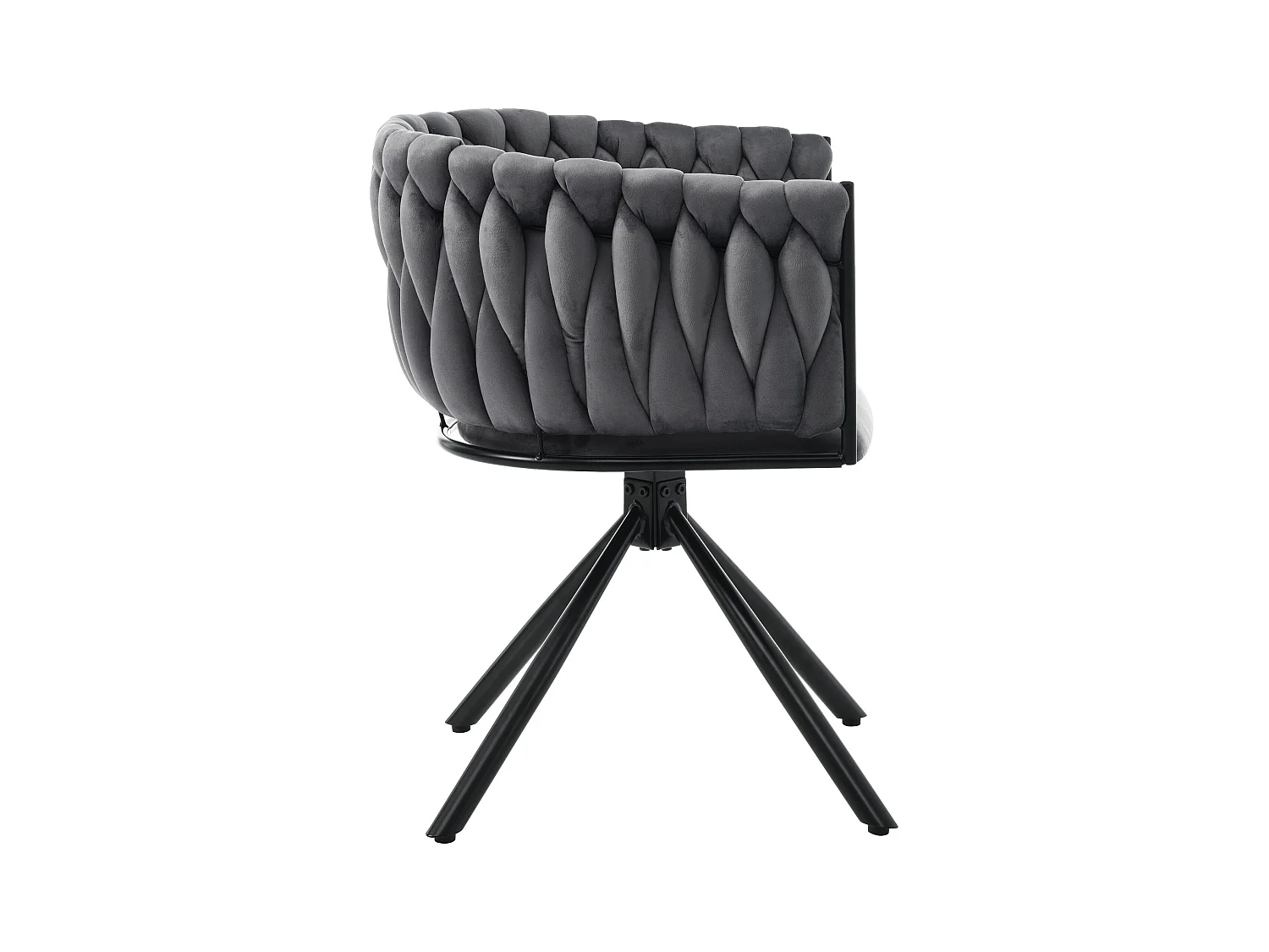 Set di 4 sedie girevoli in velluto - 71 x 51,5 x 51,5 cm - per soggiorno e camera da letto - con quattro gambe in metallo - Grigio