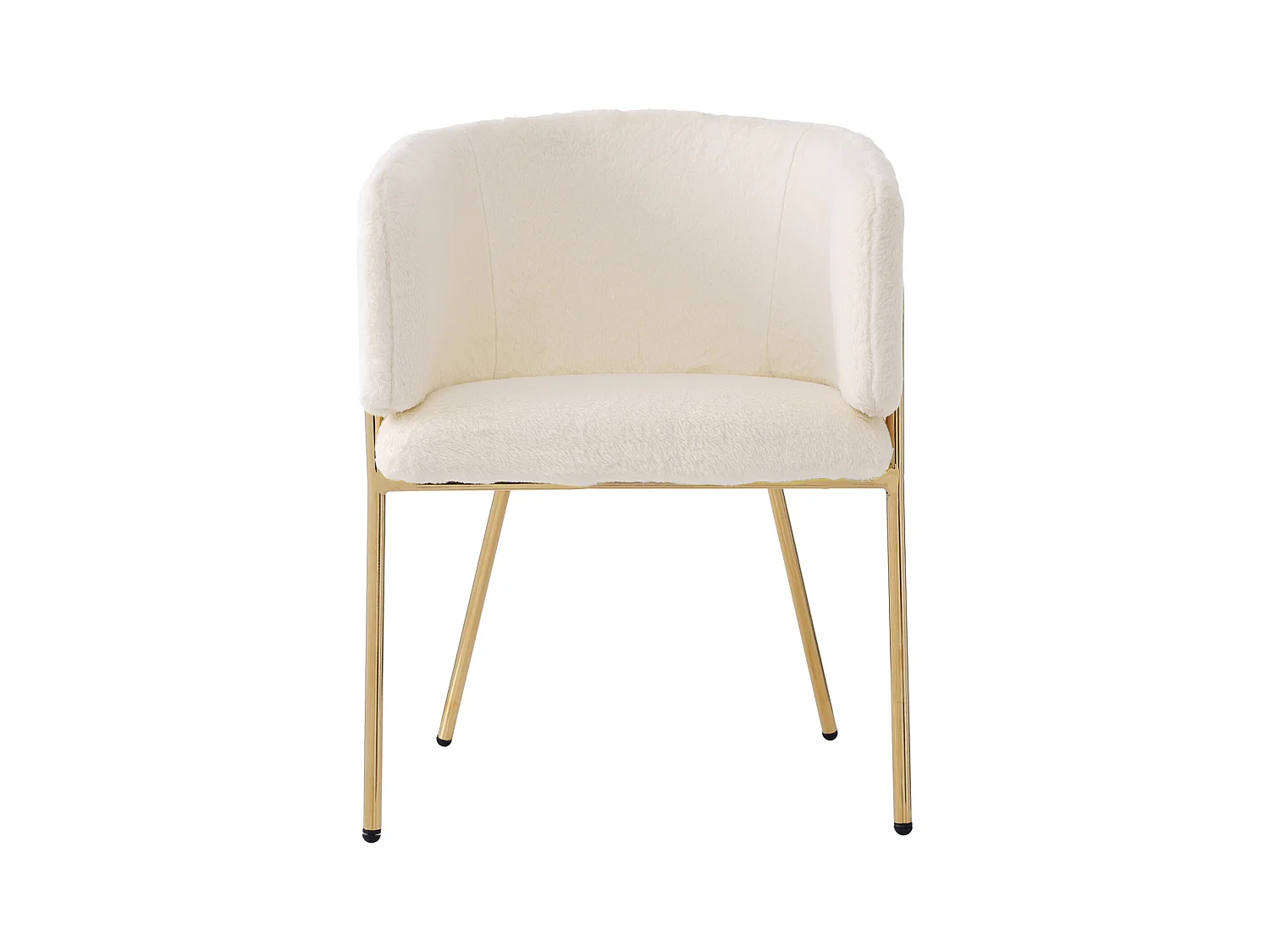 Luxus-Freizeitstuhl aus Kunstfell – 77 x 57 x 57 cm – Frisiertisch – vier Metallbeine – Beige