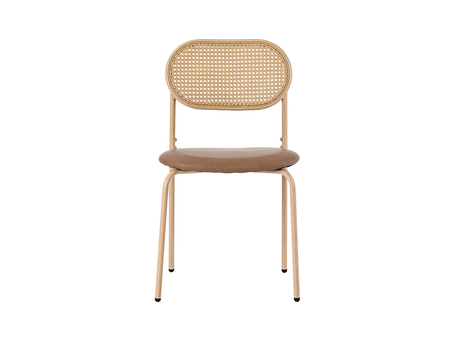 Set di 4 sedie in velluto - 80 x 48 x 46 cm - con quattro gambe in metallo - sedia da camera in rattan - marrone