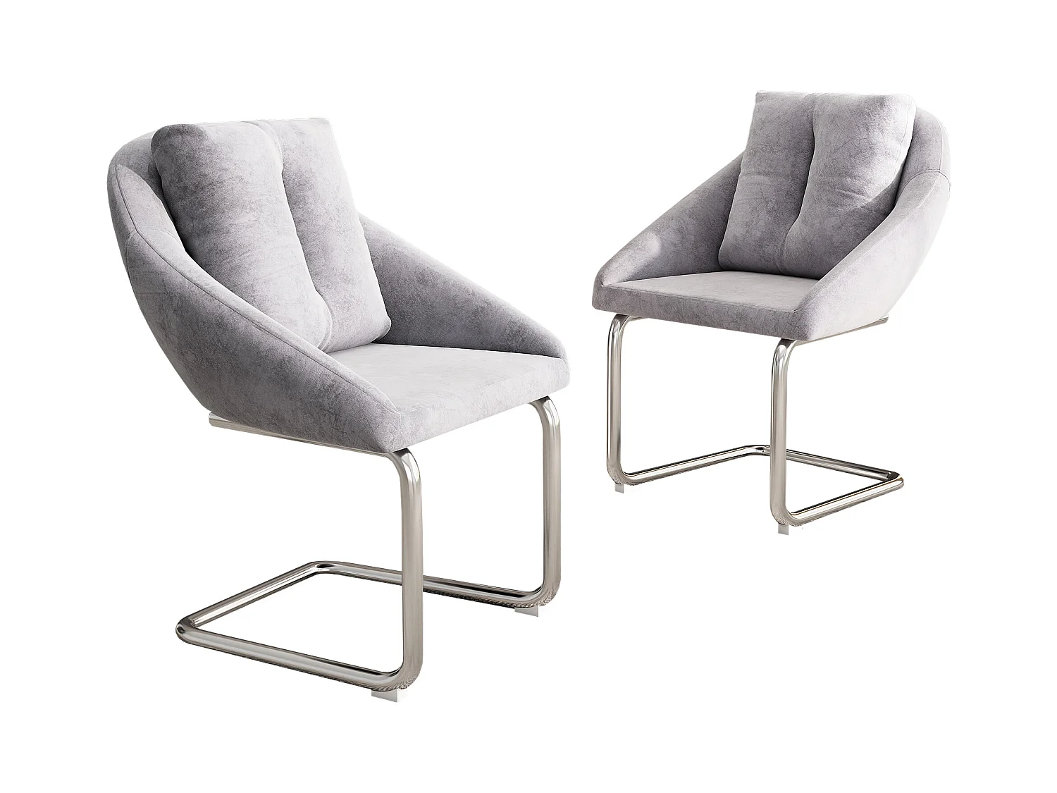 Conjunto de 2 cadeiras de veludo - 82 x 57 x 54 cm - com almofadas - Cadeira giratória de luxo para sala de estar e quarto - Pernas arqueadas - Cinza